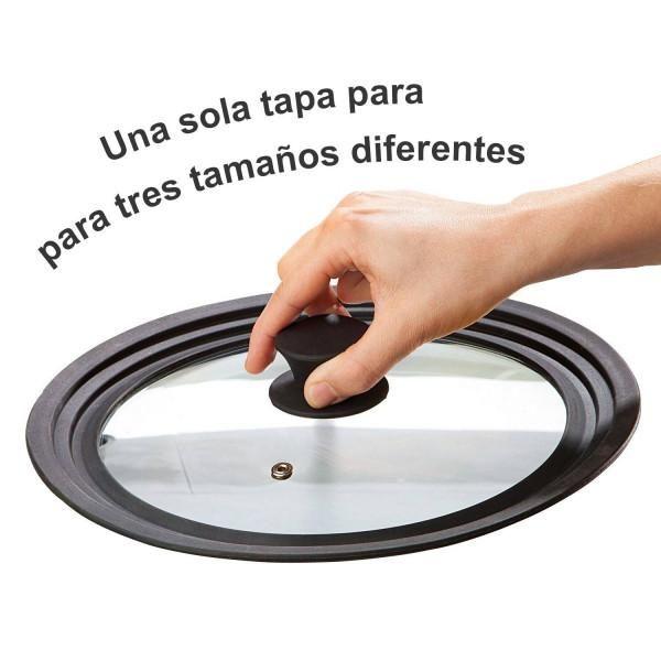 Tapa Universal De Vidrio Con Borde De Silicona 24-26-28 Cm-4