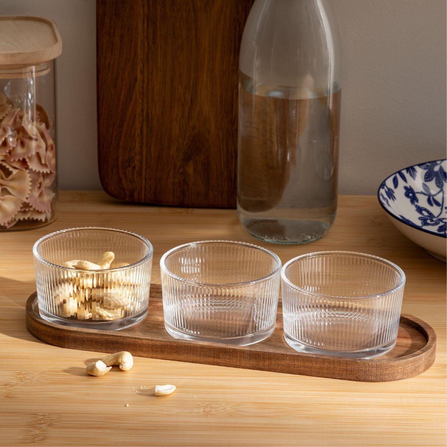 Set Aperitivo 4 Pza Vidrio y Base de Madera Secret de Gourmet-2