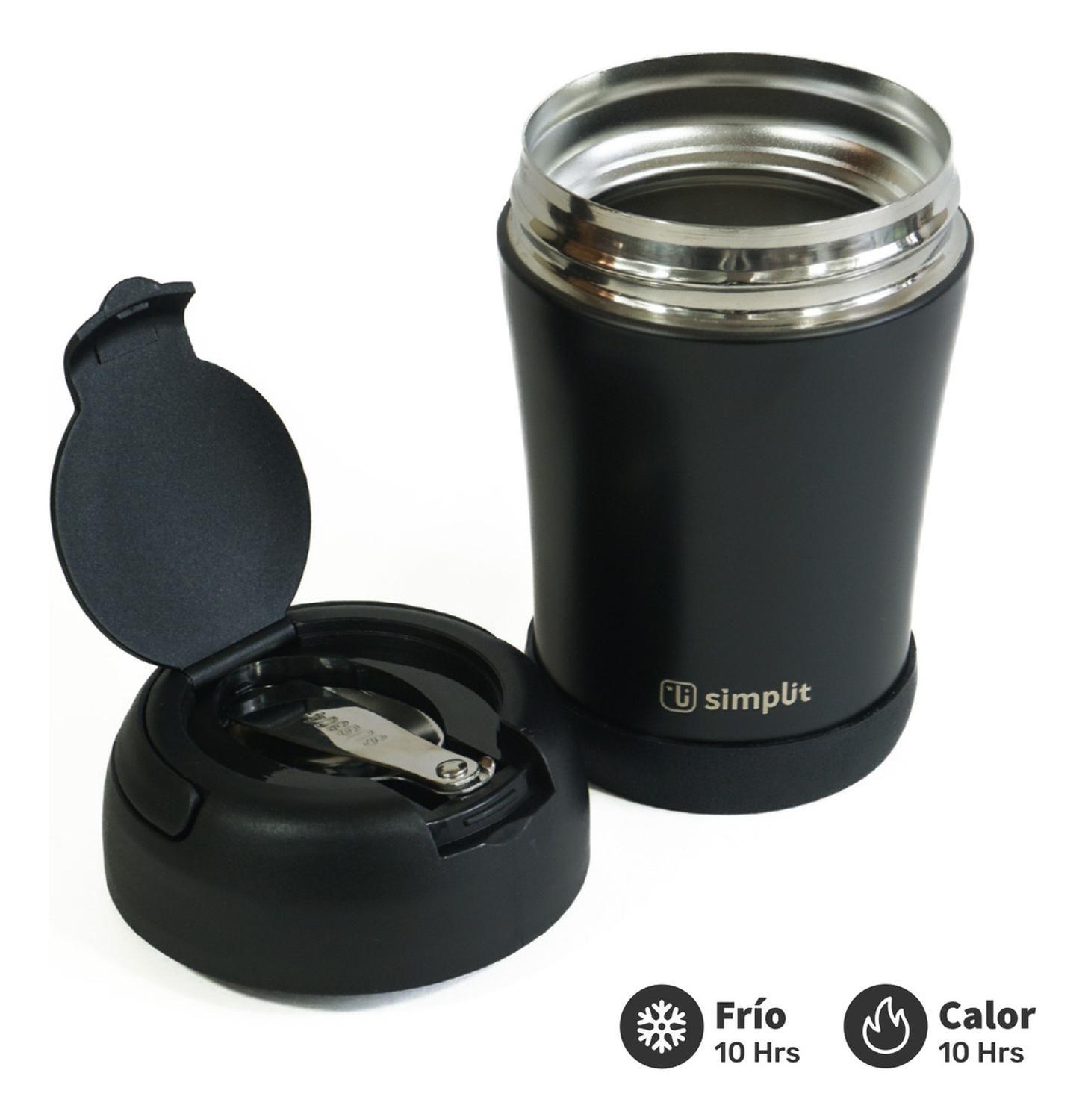 Termo Comida 400ml Negro Cuchara Acero Inox Simplit-3