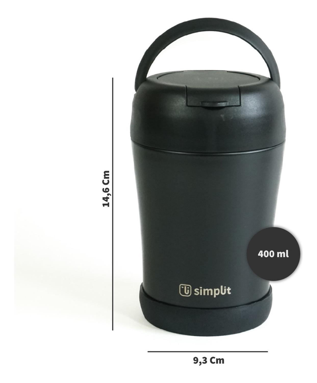 Termo Comida 400ml Negro Cuchara Acero Inox Simplit-4