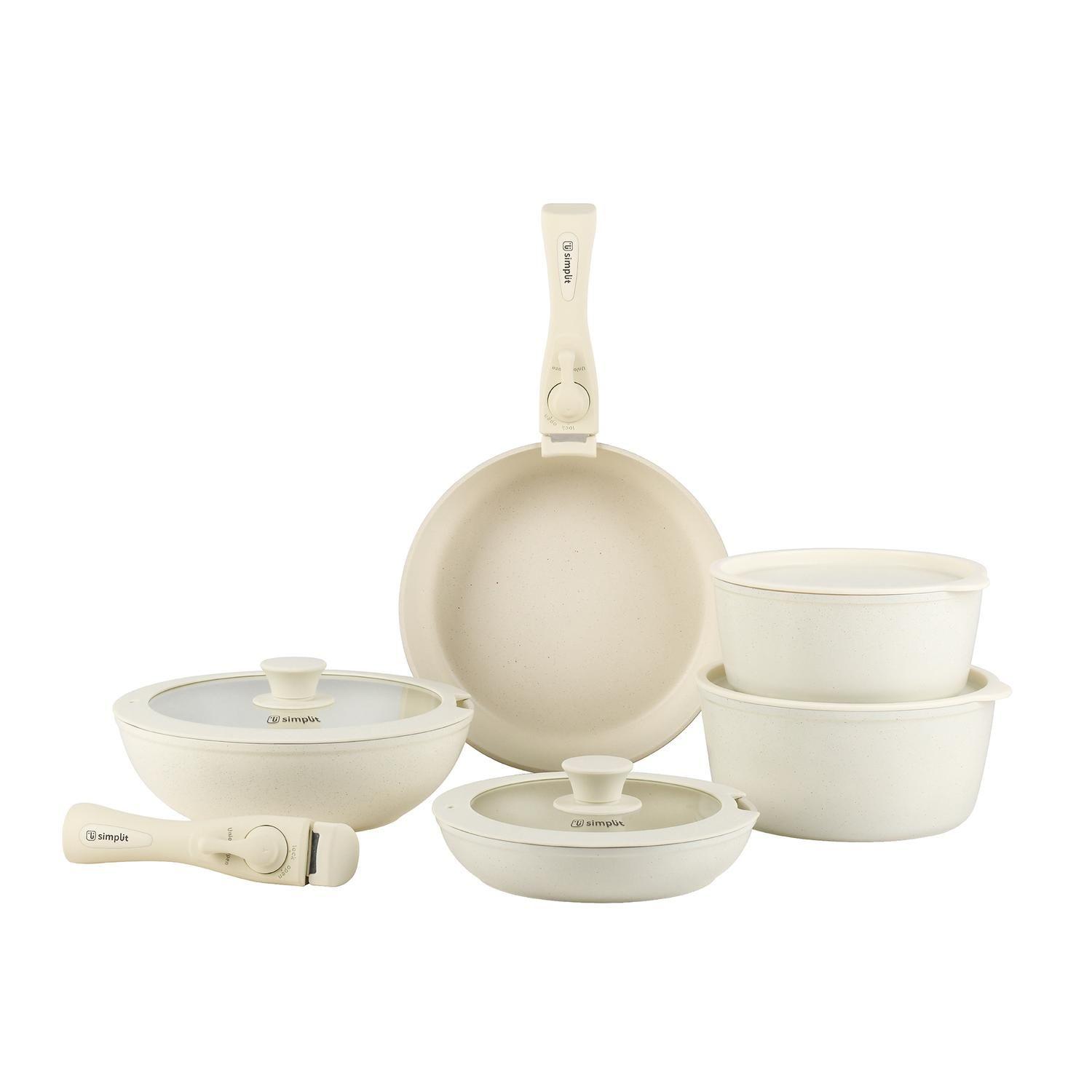 Batería de Cocina Antiadherente Oxford Beige 15 pcs Simplit-0