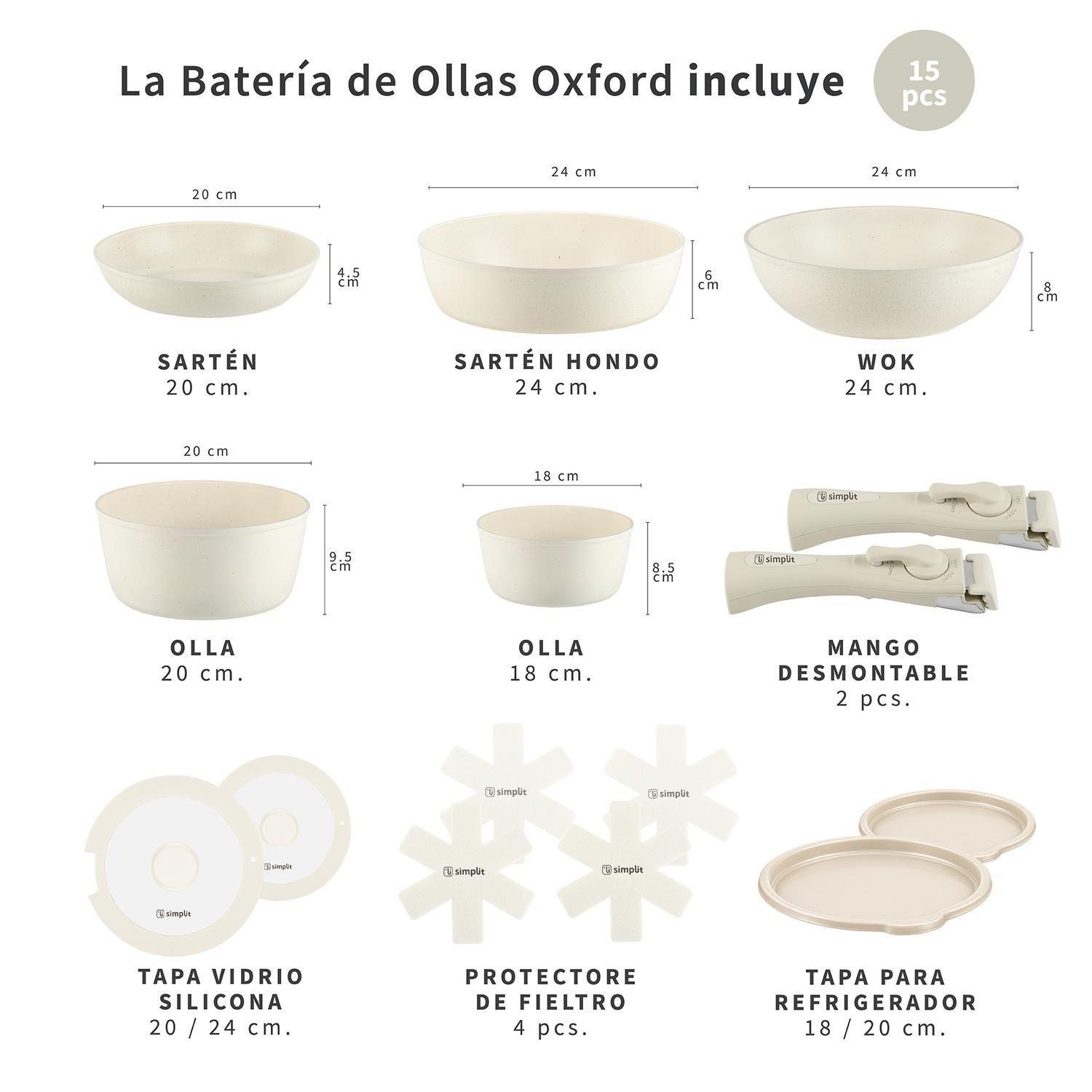 Batería de Cocina Antiadherente Oxford Beige 15 pcs Simplit-7