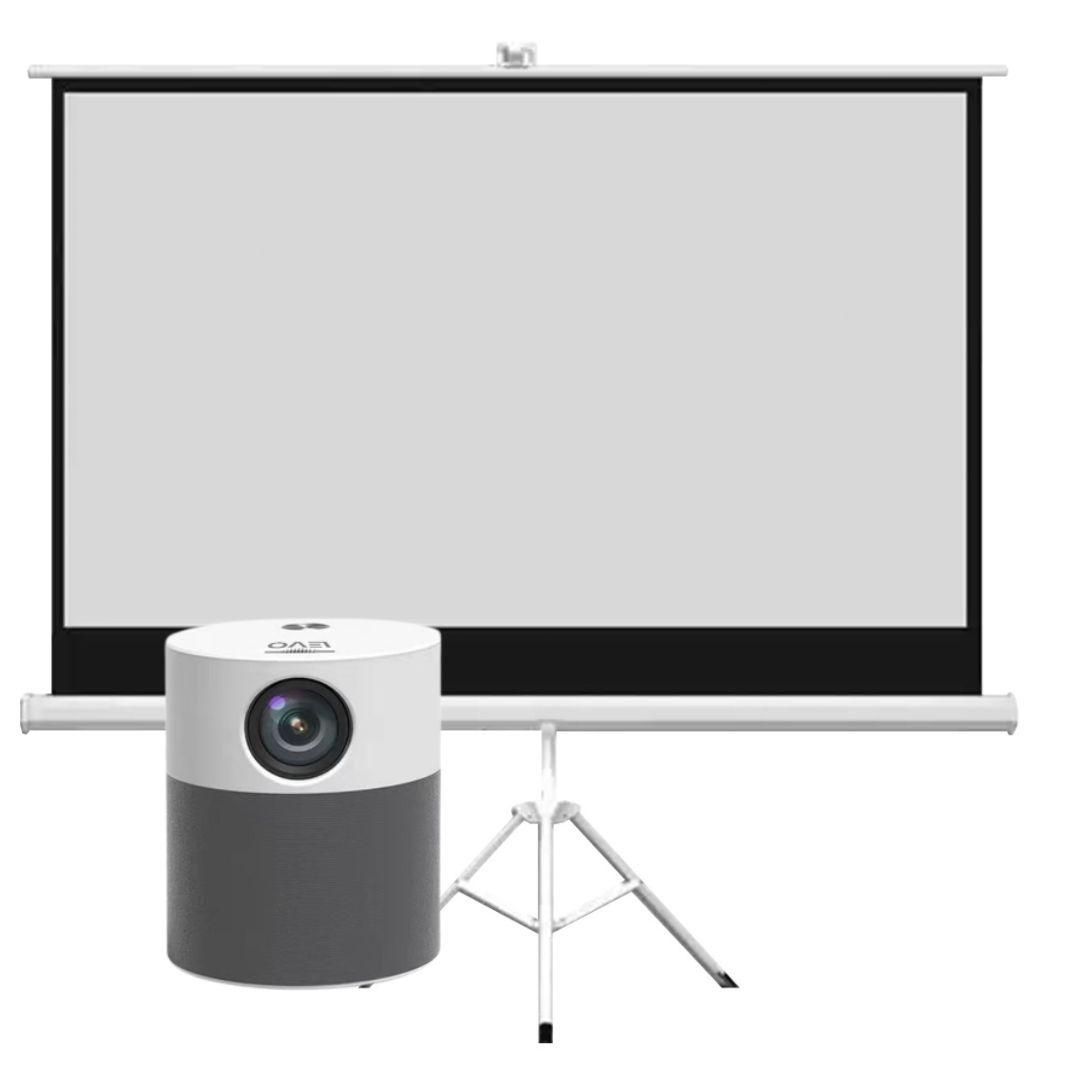 Proyector Led Portátil 360º + Telón Mural 100 Pulgadas Levo-0