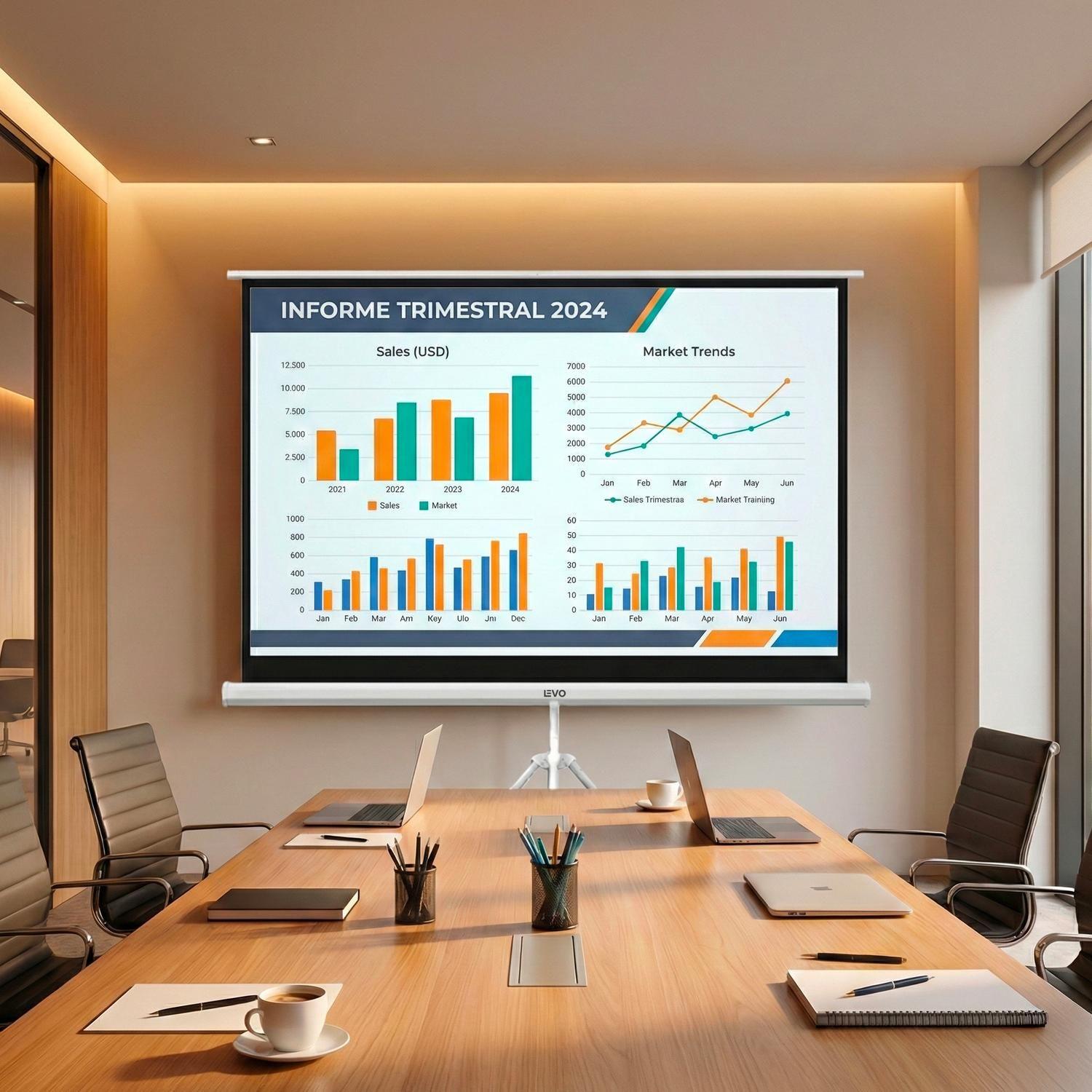 Proyector Portátil Lumix 9000lm + Telón 80" LEVO-5