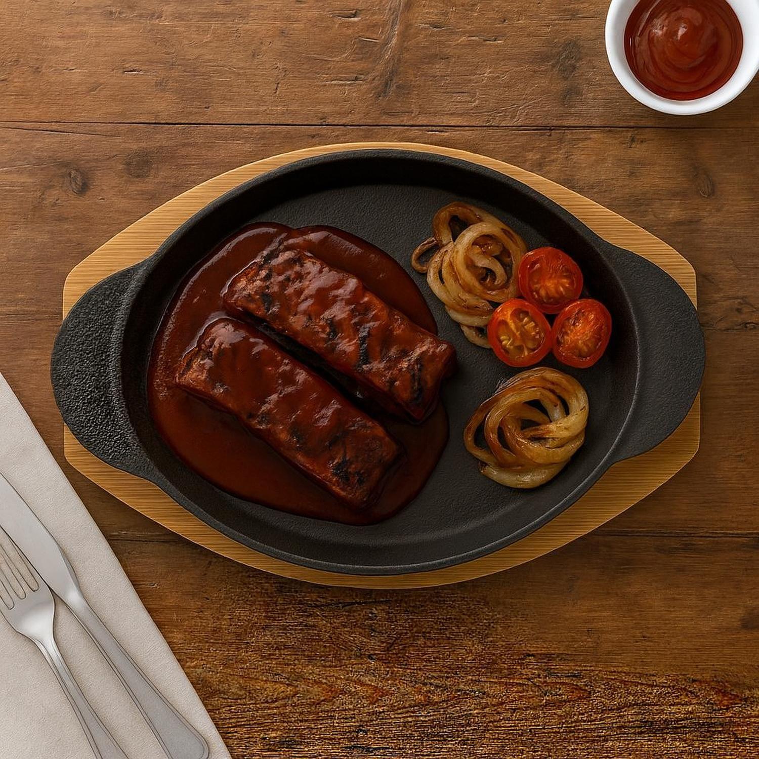 Fuente Hierro Fundido Con Bandeja Bambú 28x16 Cm Dangrill-2