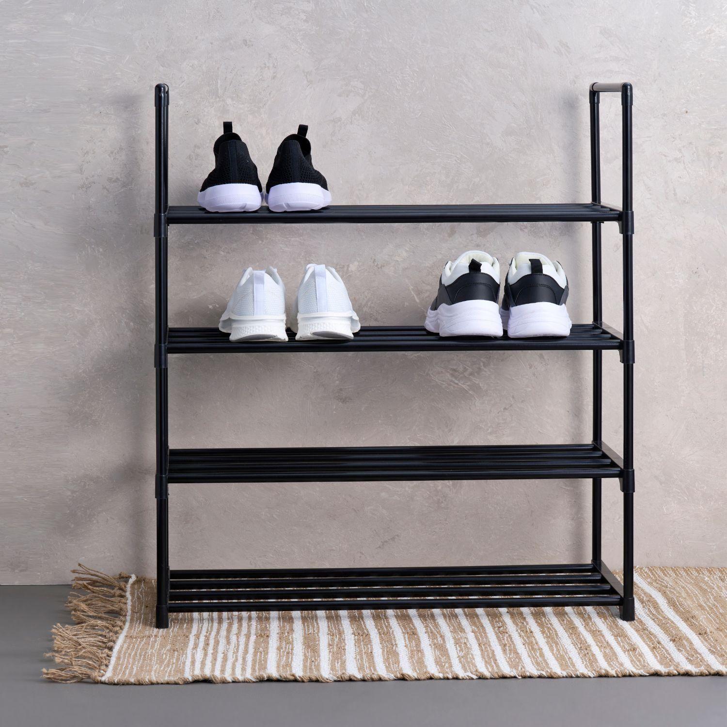 Porta Zapatos 65x29x74 cm Metal con Plástico Negro DAY-3