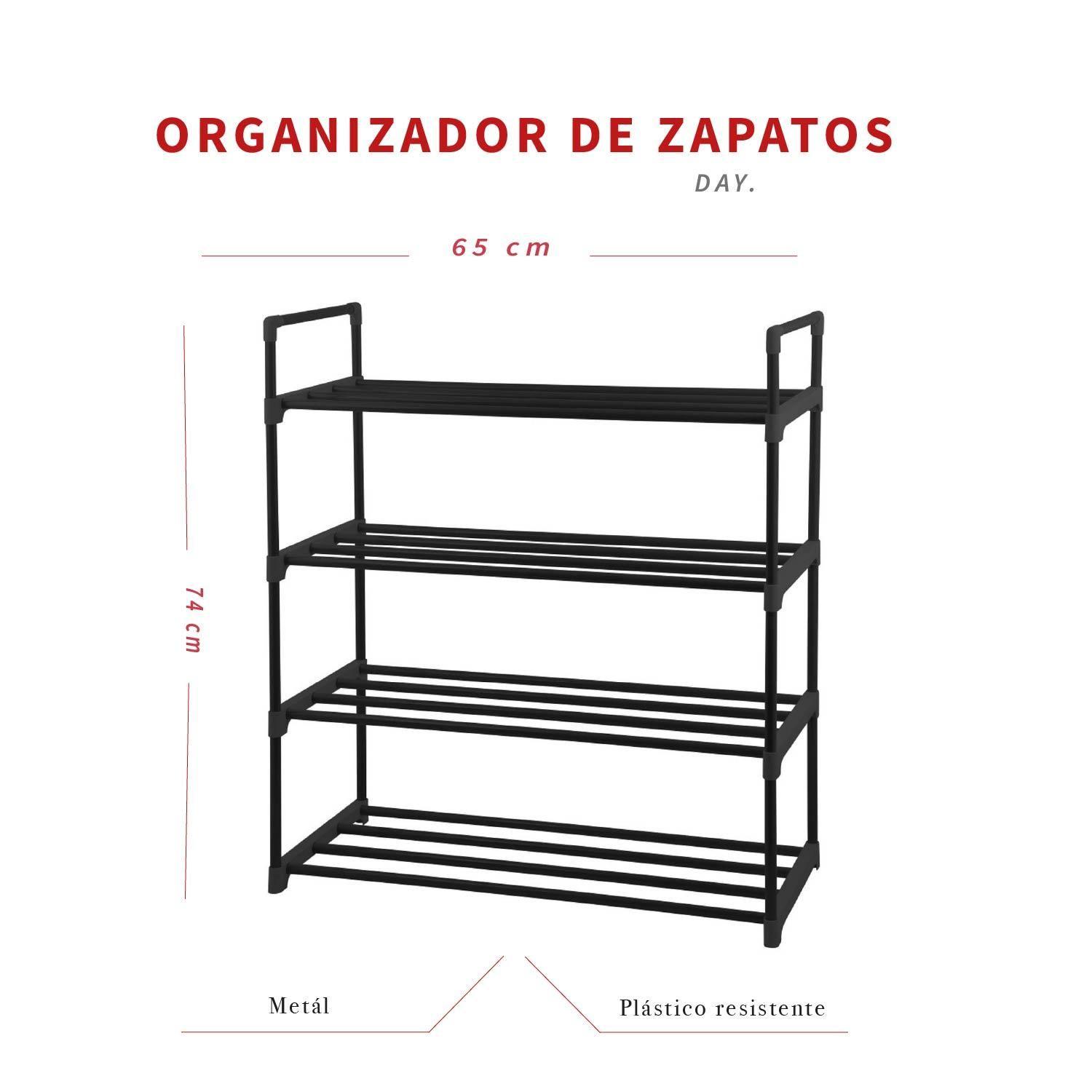 Porta Zapatos Organizador de 4 Niveles Metal y Plástico DAY-4