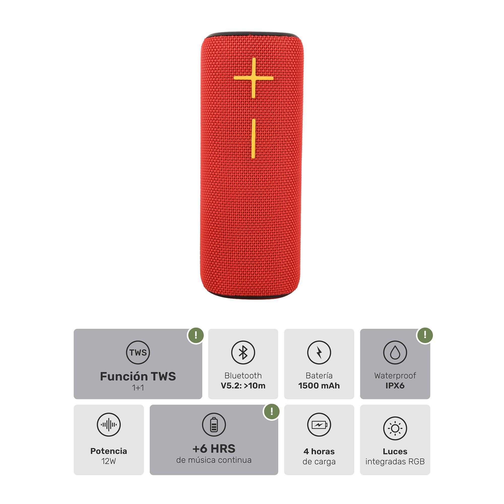 Parlante Portátil Inalámbrico Bluetooth Pulse On Red-2