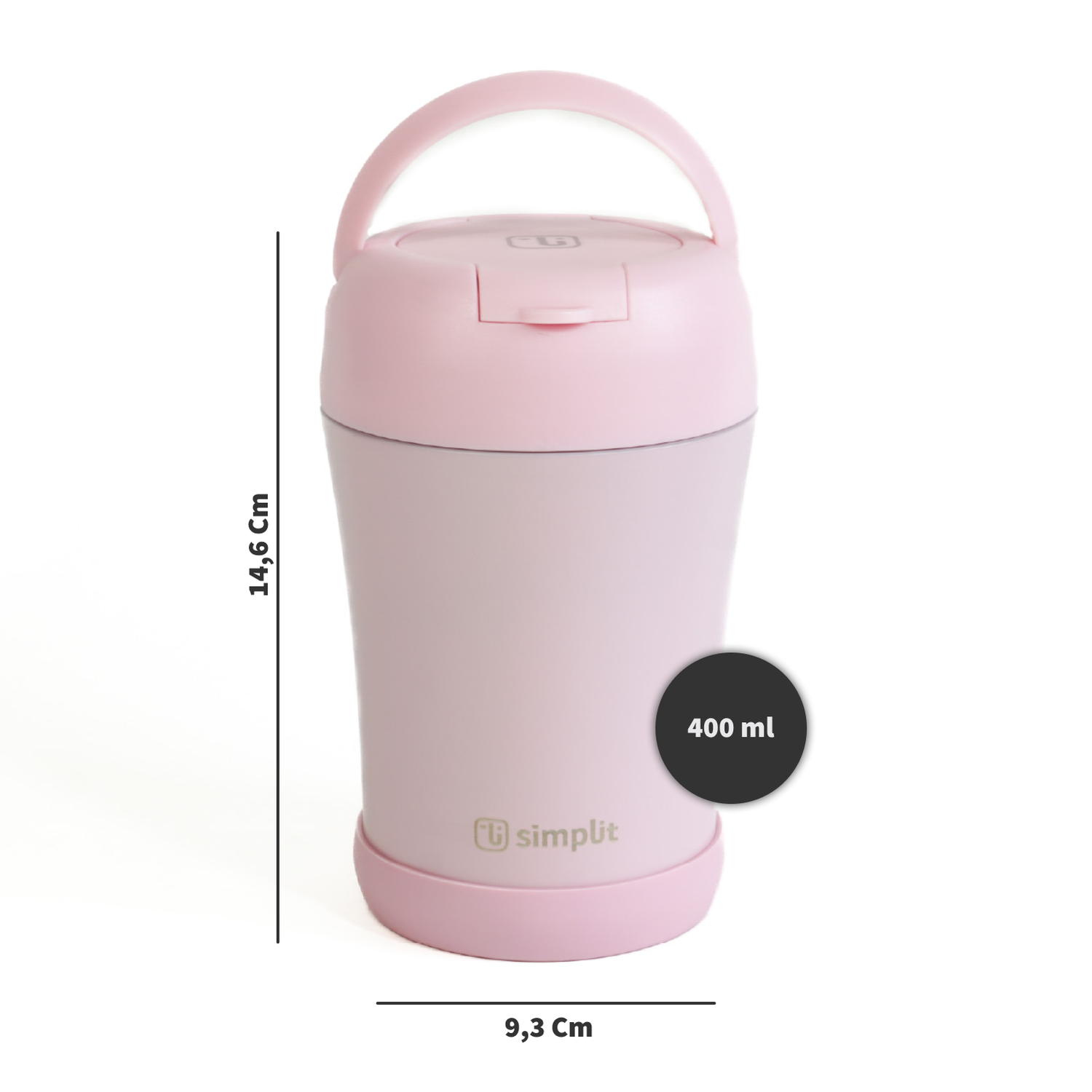 Termo Comida 400ml Rosado Cuchara Acero Inox Simplit-3