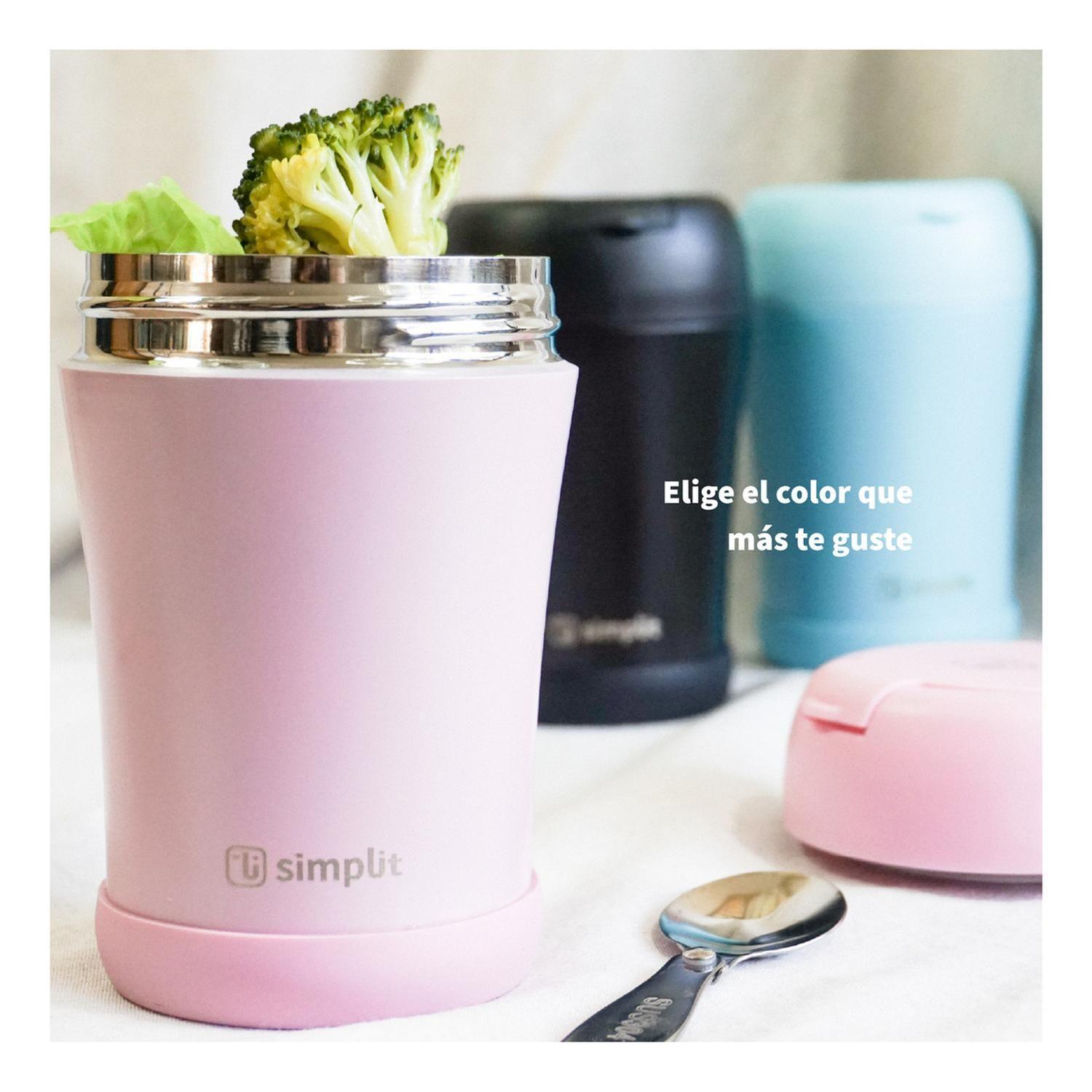 Termo Comida 400ml Rosado Cuchara Acero Inox Simplit-5