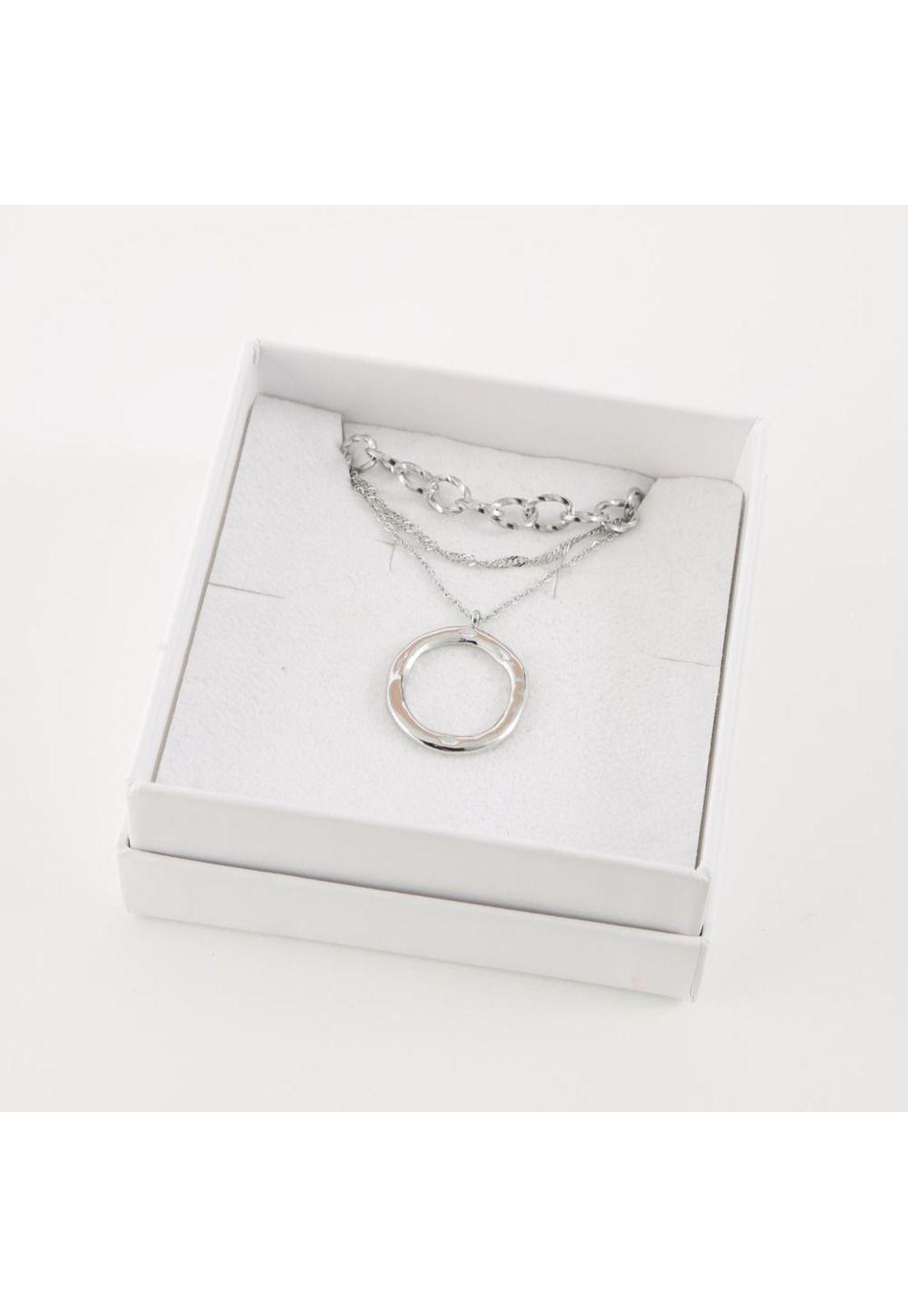Collar Doble 19V69 Italia Plateado Mujer-2