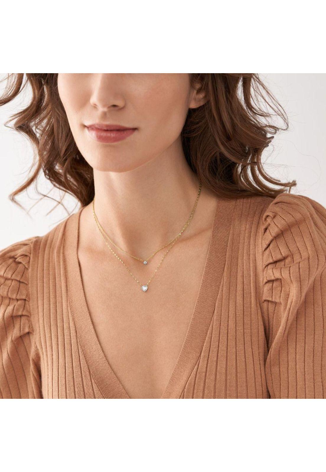 Collar Doble Fossil Dorado Mujer JF04357998-2