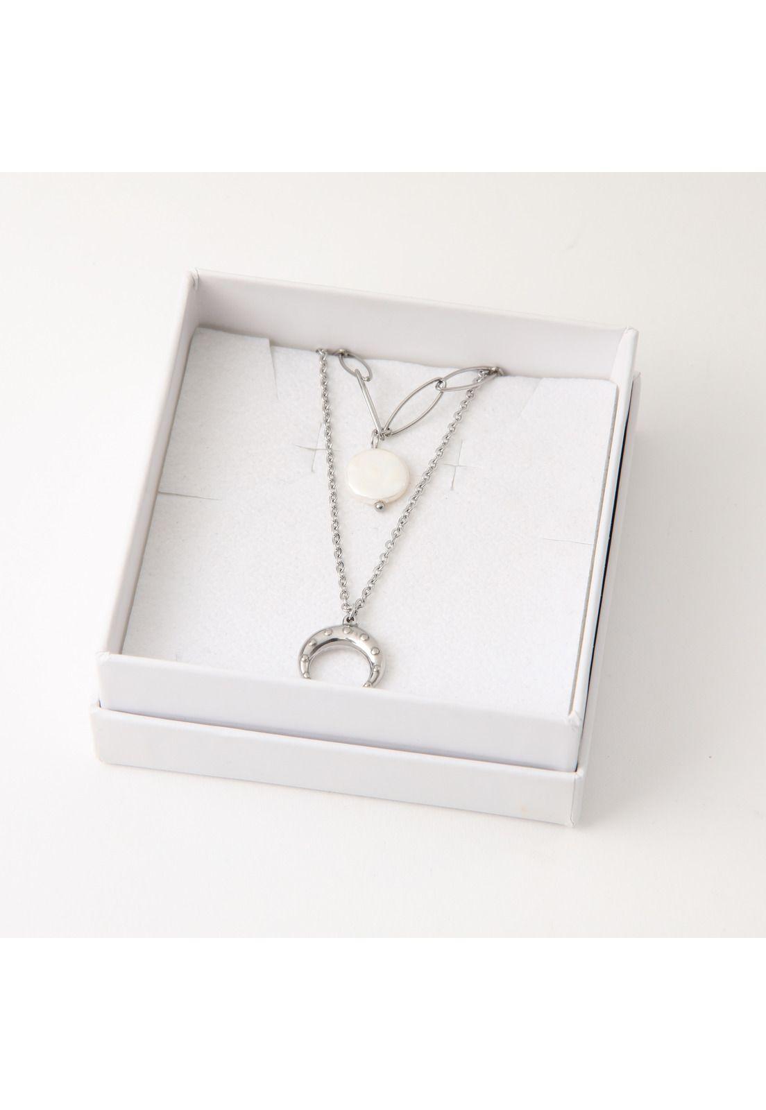 Collar Doble 19V69 Italia Plateado Mujer STNE207-2