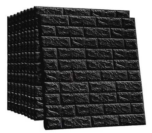 Lamina 3D Panel Autoadhesivas 70x77 Muralla Ladrillo Negro-1