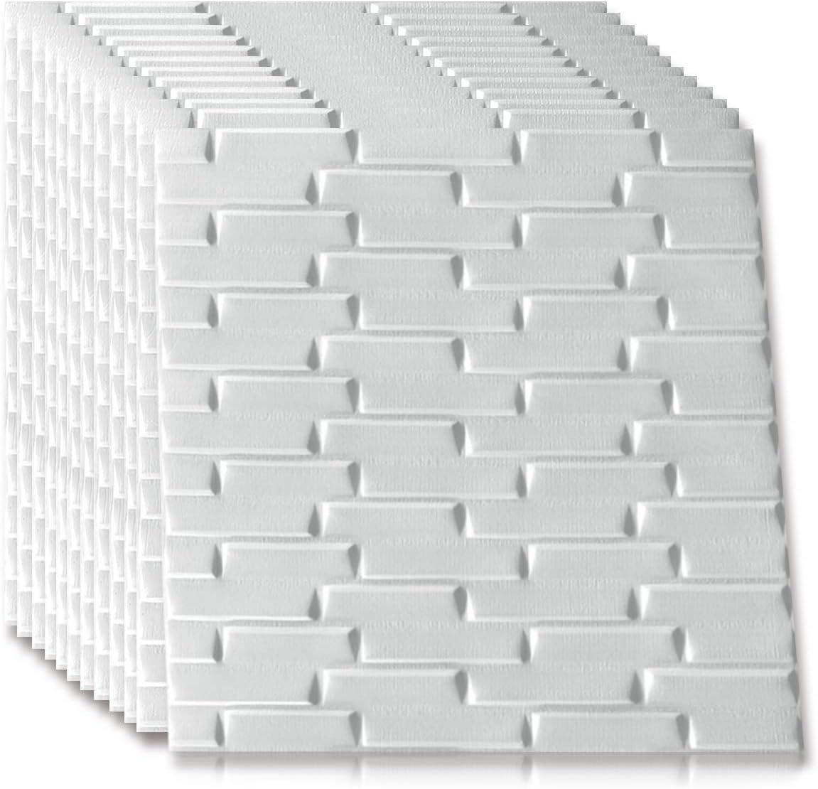 10 paneles de pared 3D Lamina Papel Mural Autoadhesivo -0