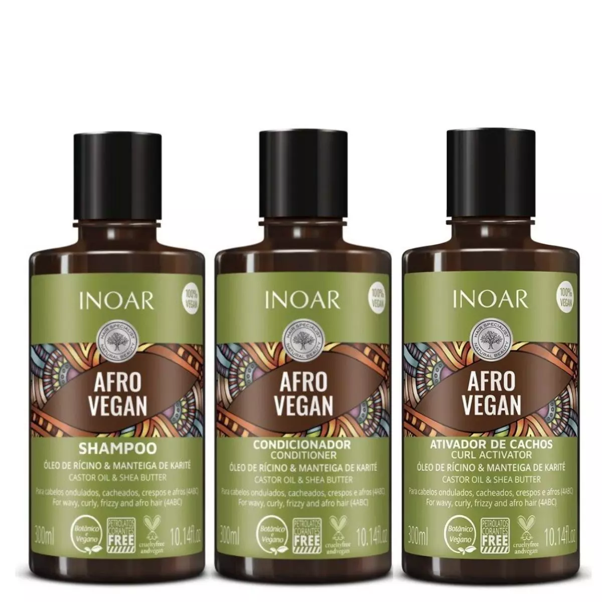 Set Afro Vegan Sh + Aco + Activador Rulos Inoar 300ml -0