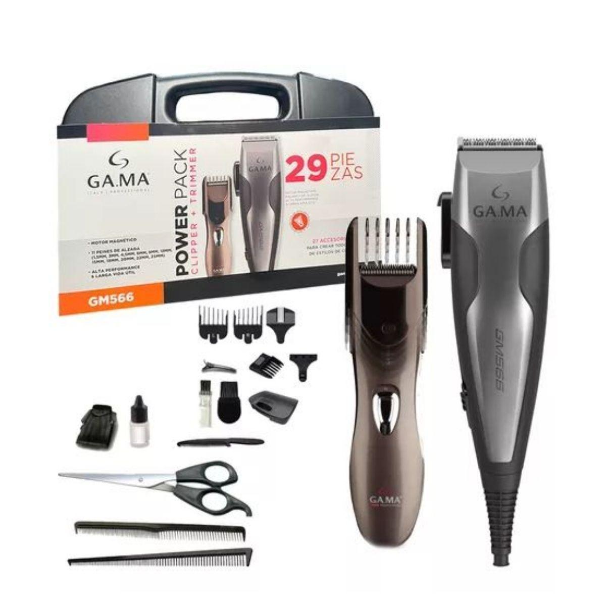 Cortapelos Clipper + Trimmer Gama Gm566 29 Piezas Maletin Color Gris-0