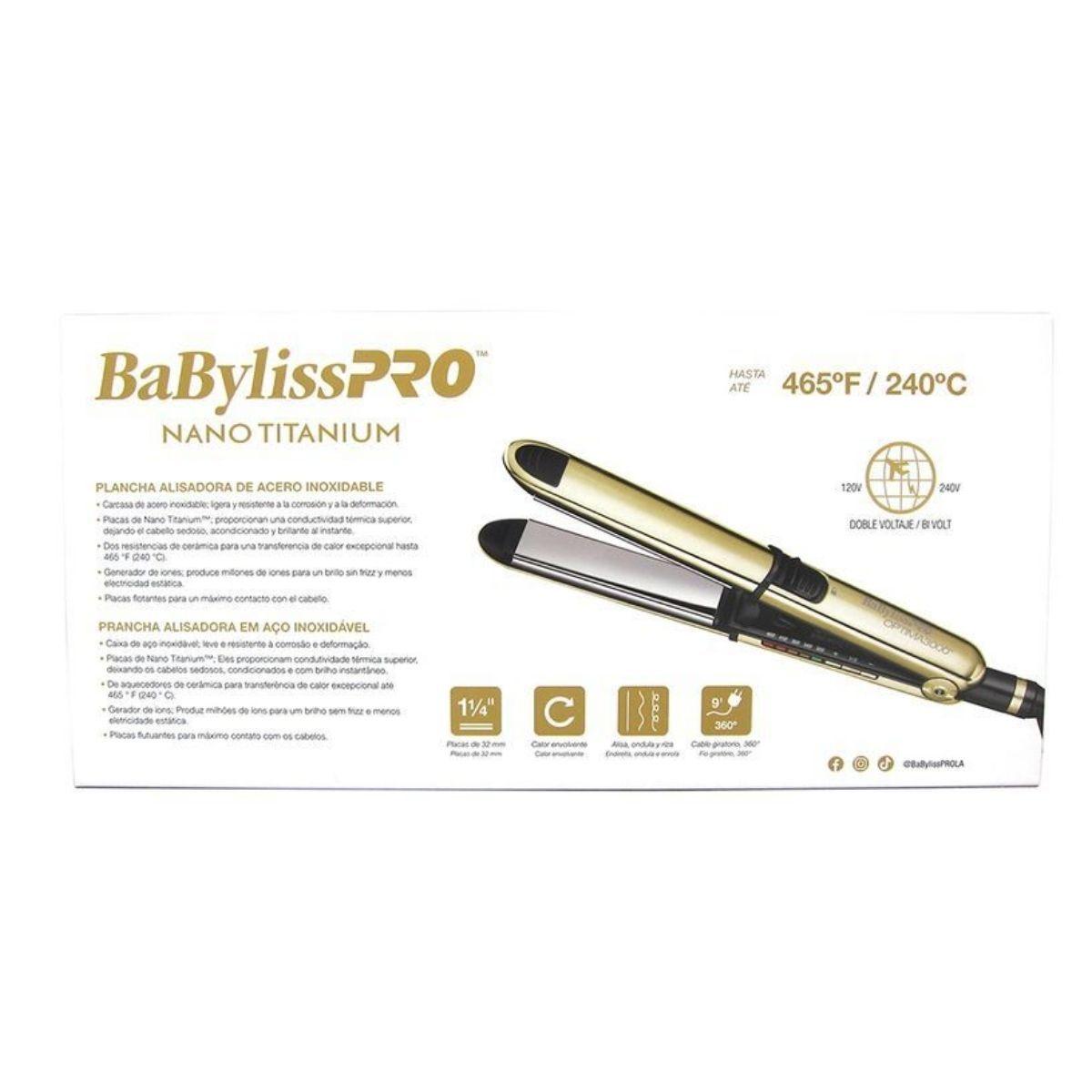 Plancha Babyliss Nano Titanium Optima Gold 3000-2