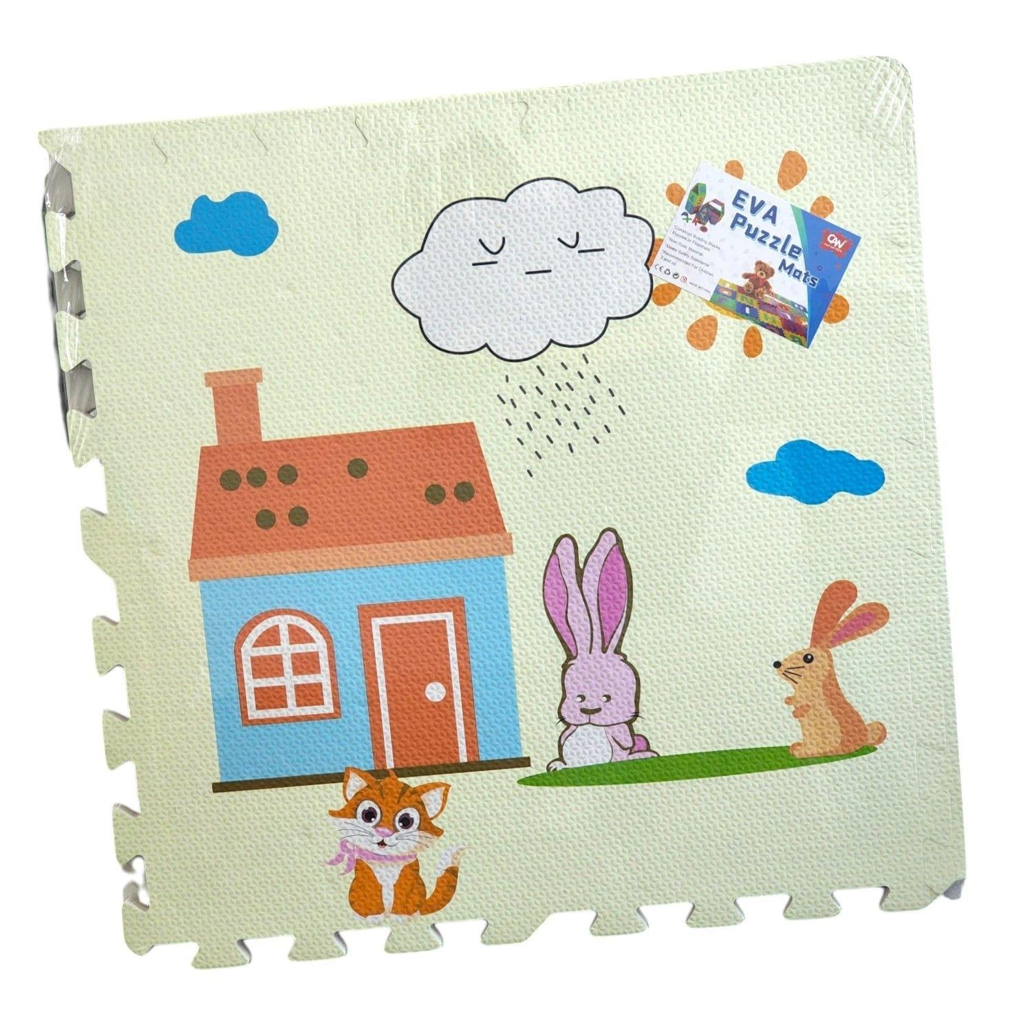 Pack 4 Piso Alfombras Goma Eva 60x60 Diseño Animales 50539-3