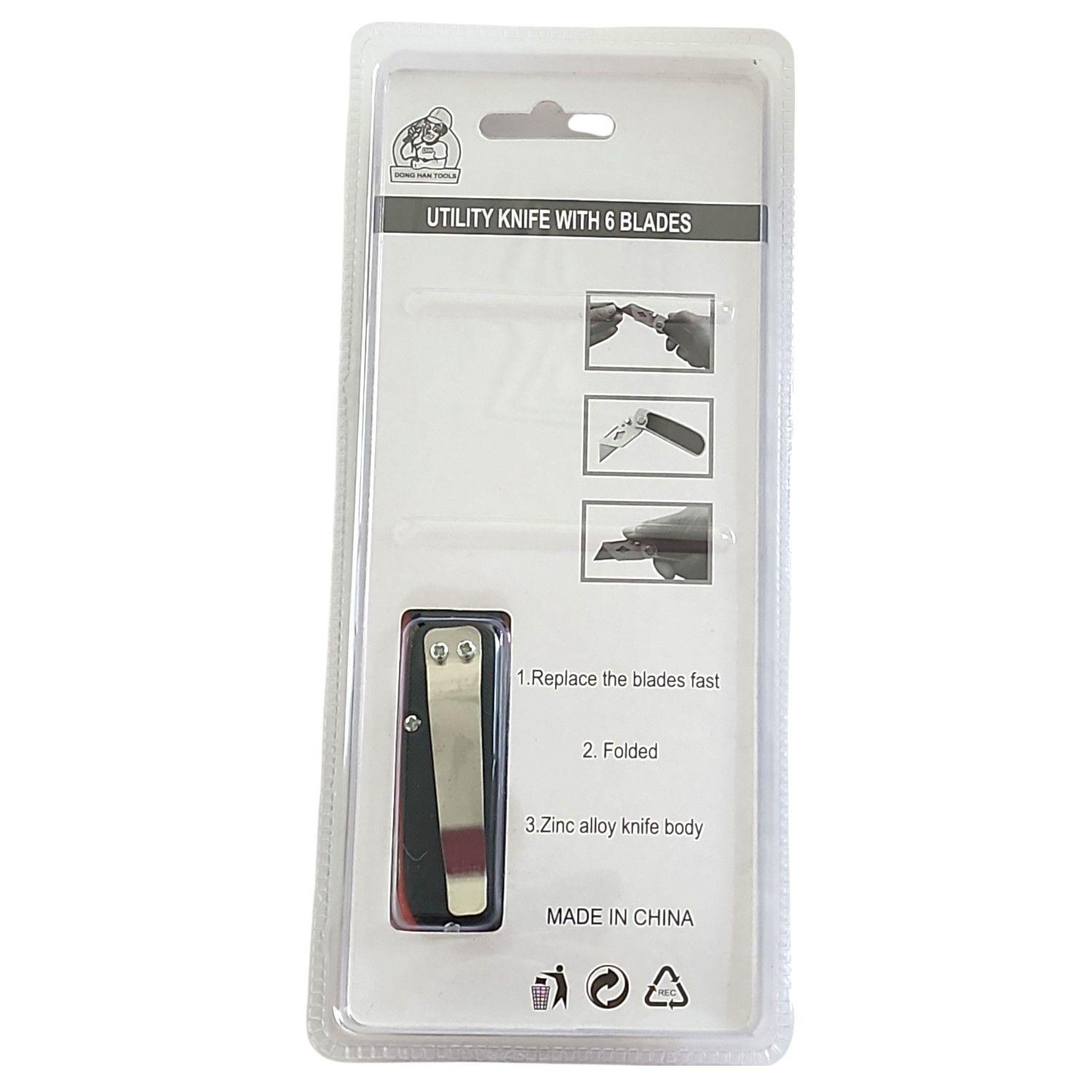 Corta Cartón Cutter Plegable con 6 Hojas de Repuesto 00092-7