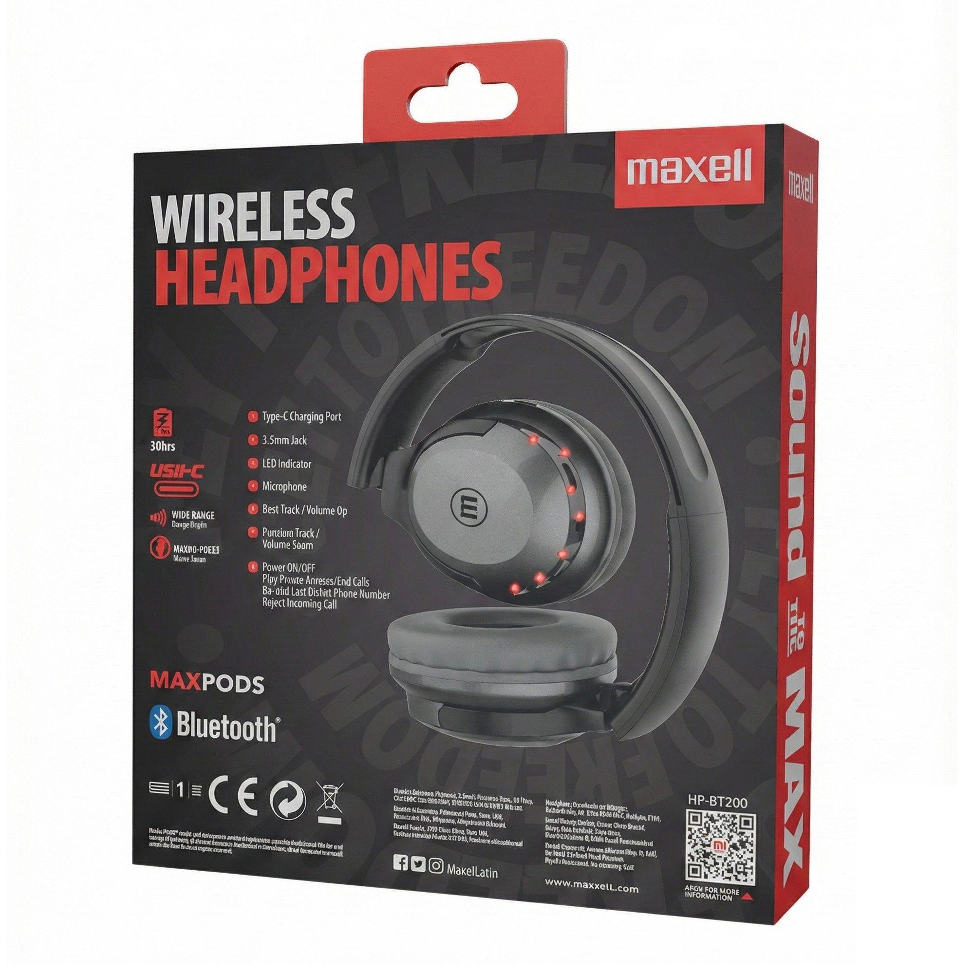 Audífonos Inalámbricos Maxell BT HP-BT200 30 Horas Negro-4