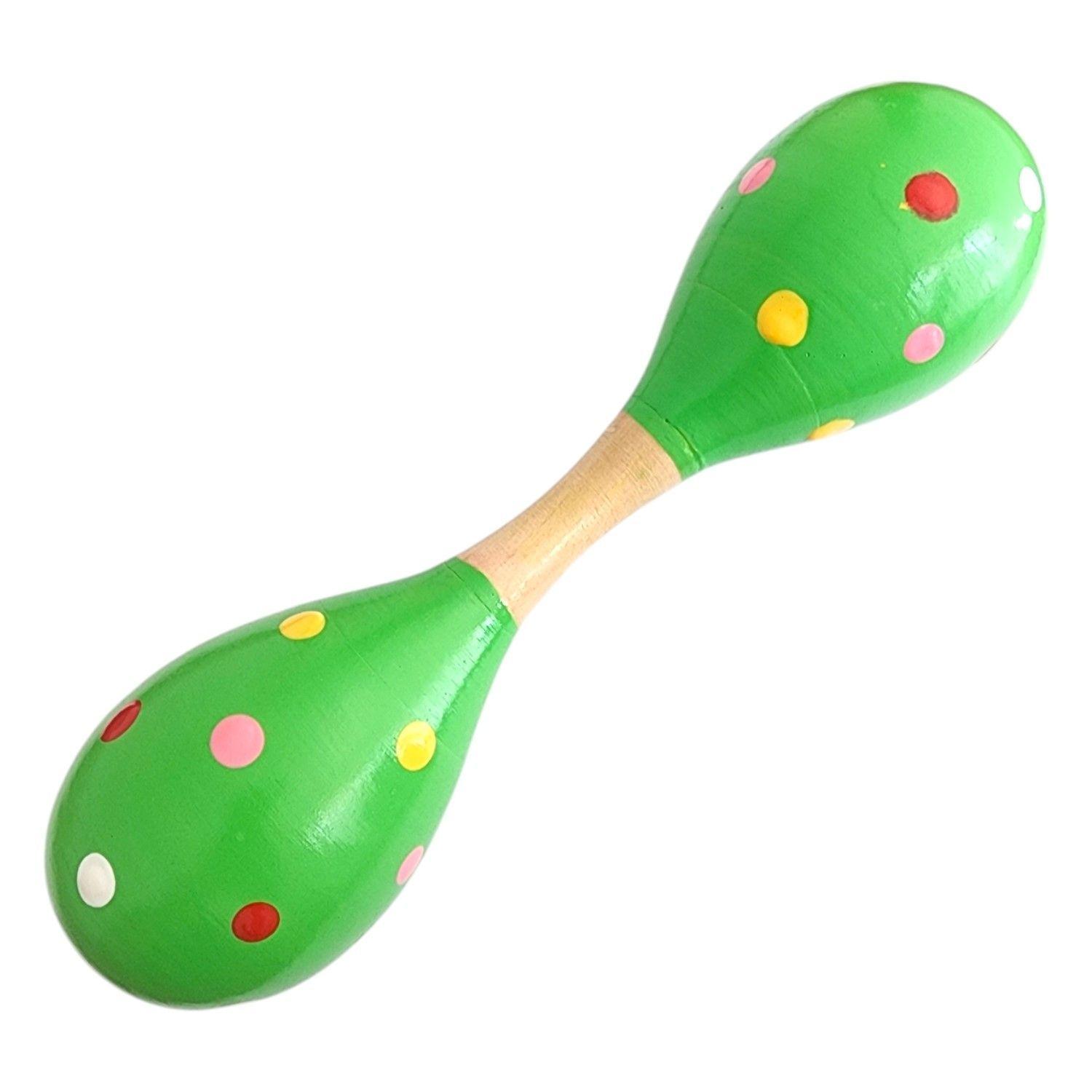 Maraca Doble Martillo de Madera Sonajera Niños Verde 55503-0