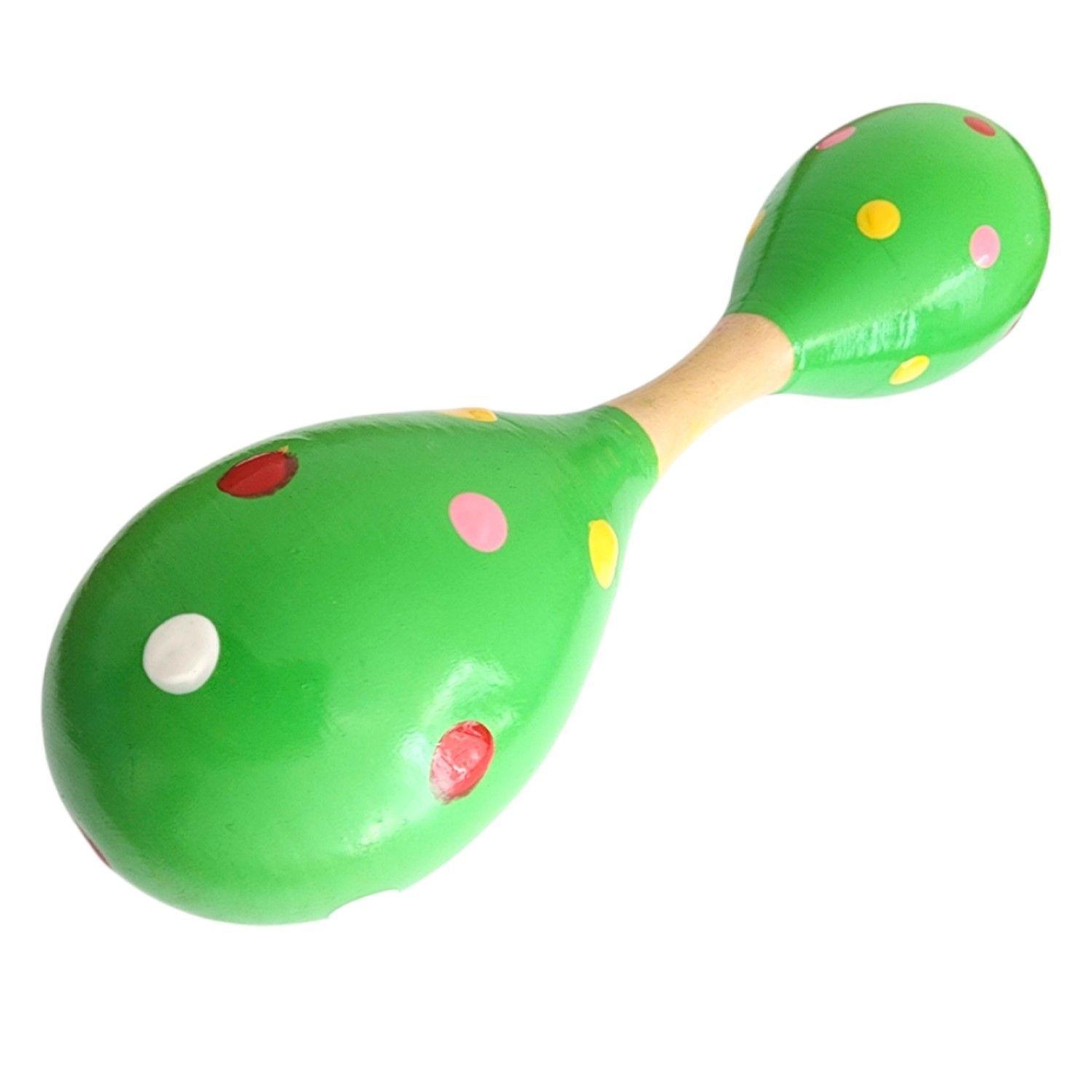 Maraca Doble Martillo de Madera Sonajera Niños Verde 55503-1
