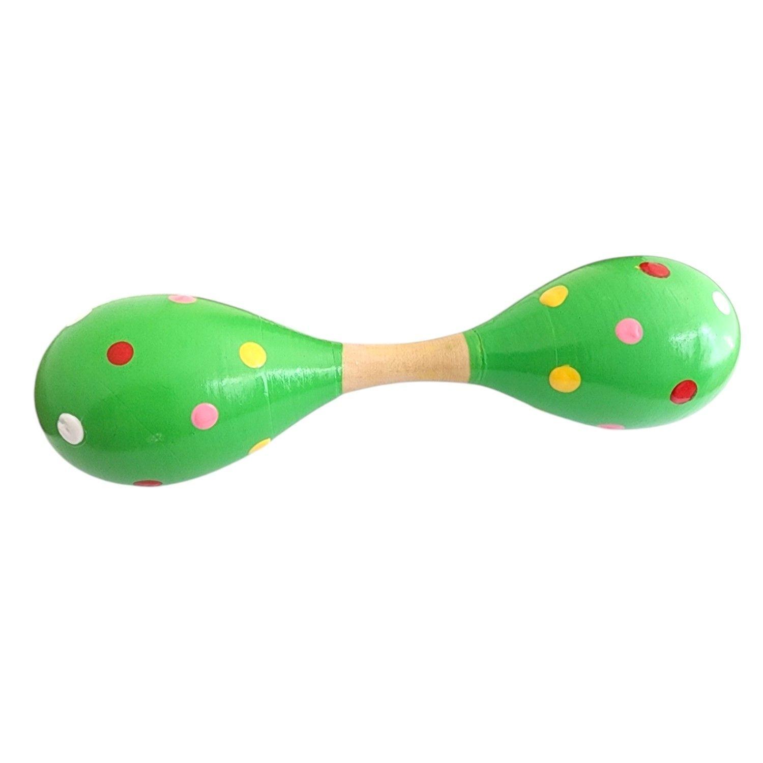 Maraca Doble Martillo de Madera Sonajera Niños Verde 55503-2