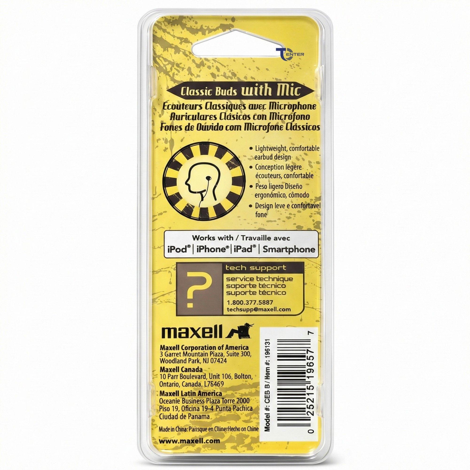 Audífonos Maxell Classic Buds con Mic CEB-B 3.5mm Metálicos-2