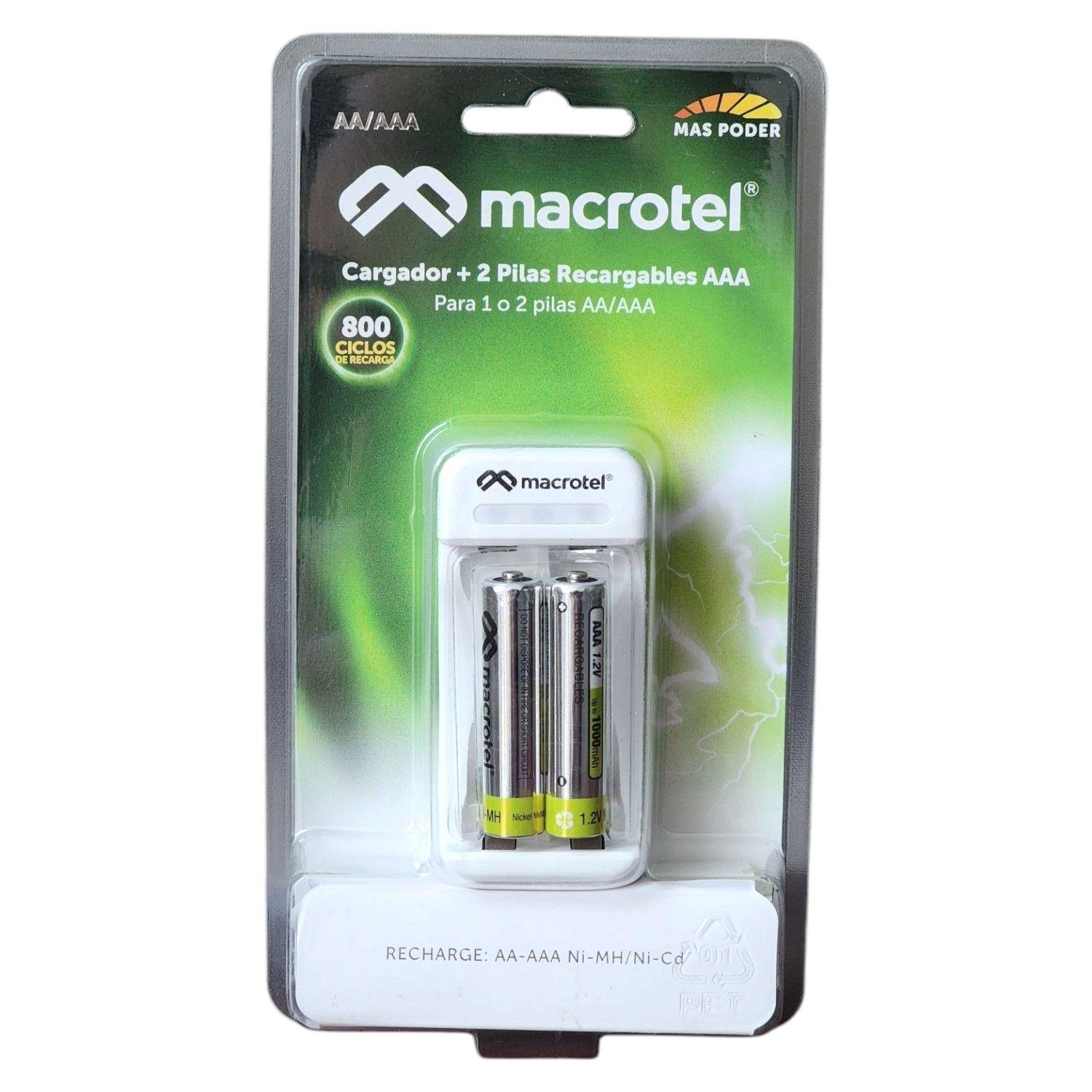 Cargador + 2 pilas AAA Recargables Macrotel MW-228-4