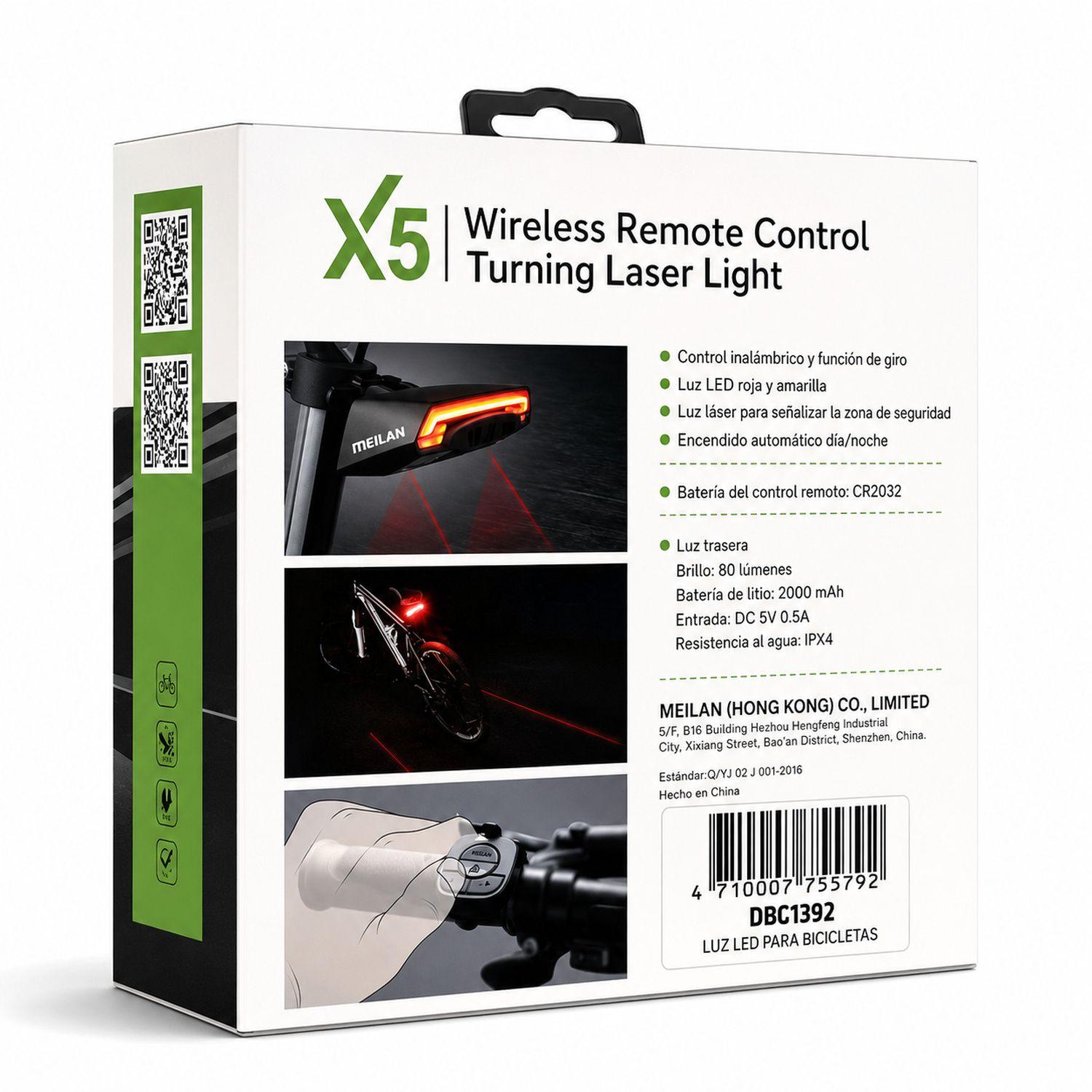 Luz Trasera Bicicleta MEILAN X5 Control y Láser-5