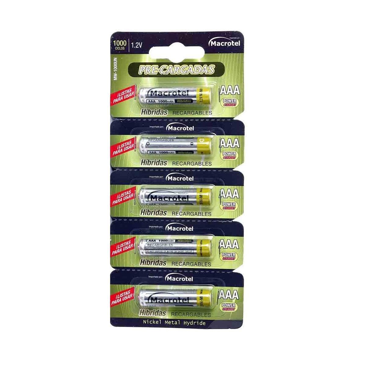Pack 5 Pilas Recargables AAA Macrotel 1000mha-0