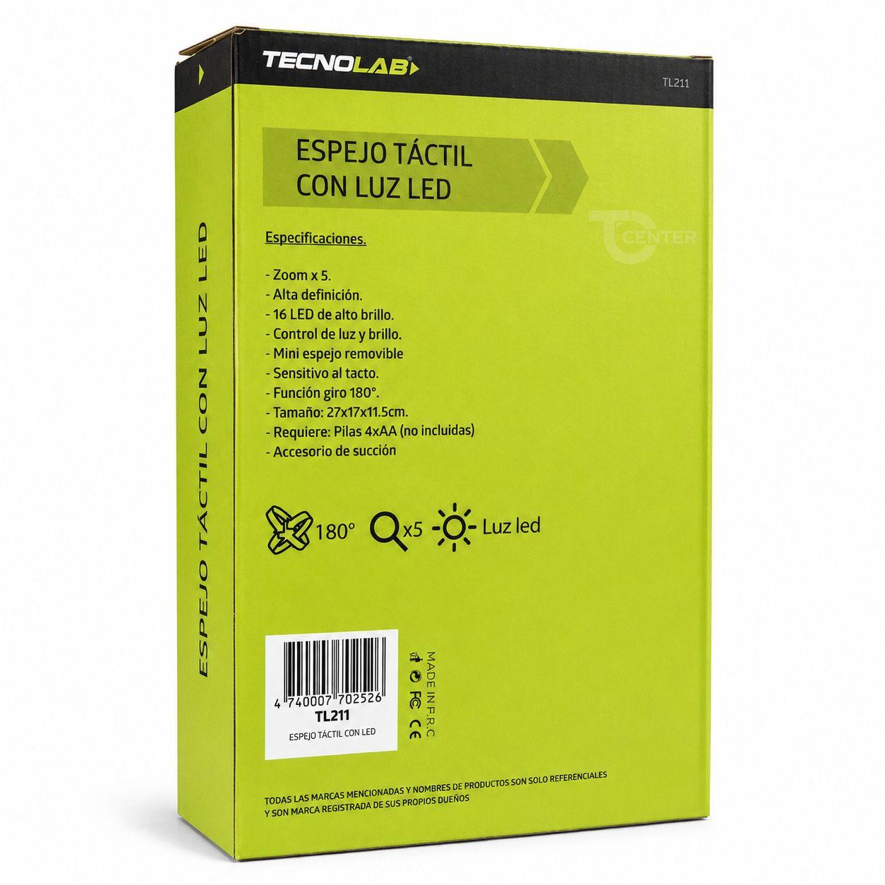 Espejo Táctil LED 5X Tecnolab TL211 Negro-4