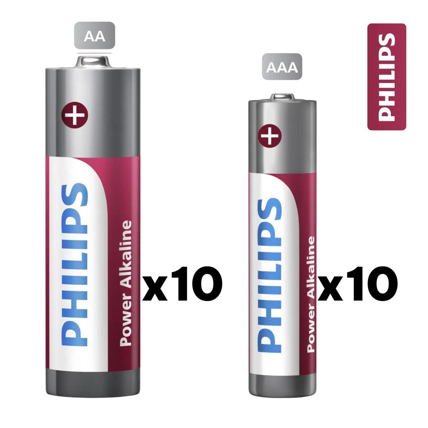 Pack Pilas AA x 10 + AAA x 10 Alcalinas LR036P20BP Philips-2
