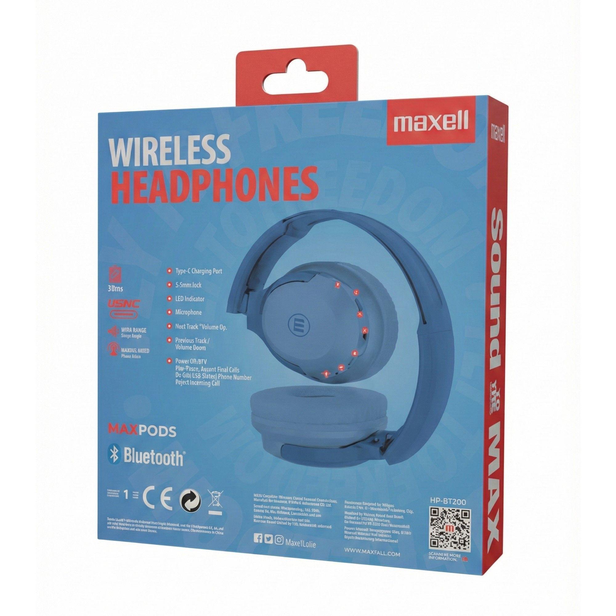Audífonos Inalámbricos Maxell BT HP-BT200 30 Horas Azul-3