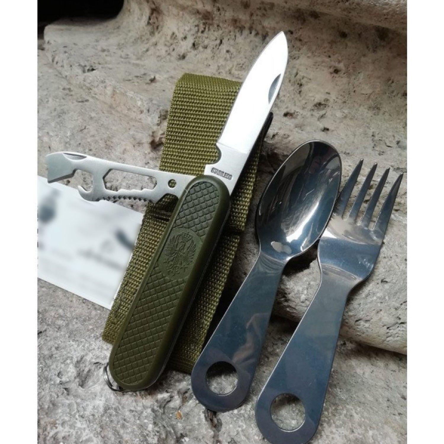 Set de navaja para camping + Cuchara y tenedor DBG1351-4