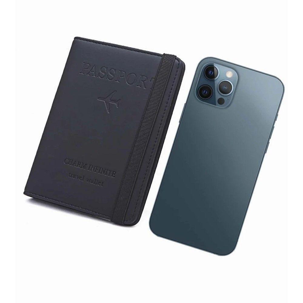 Estuche Porta Pasaporte Funda Protectora Rfid Negro-2