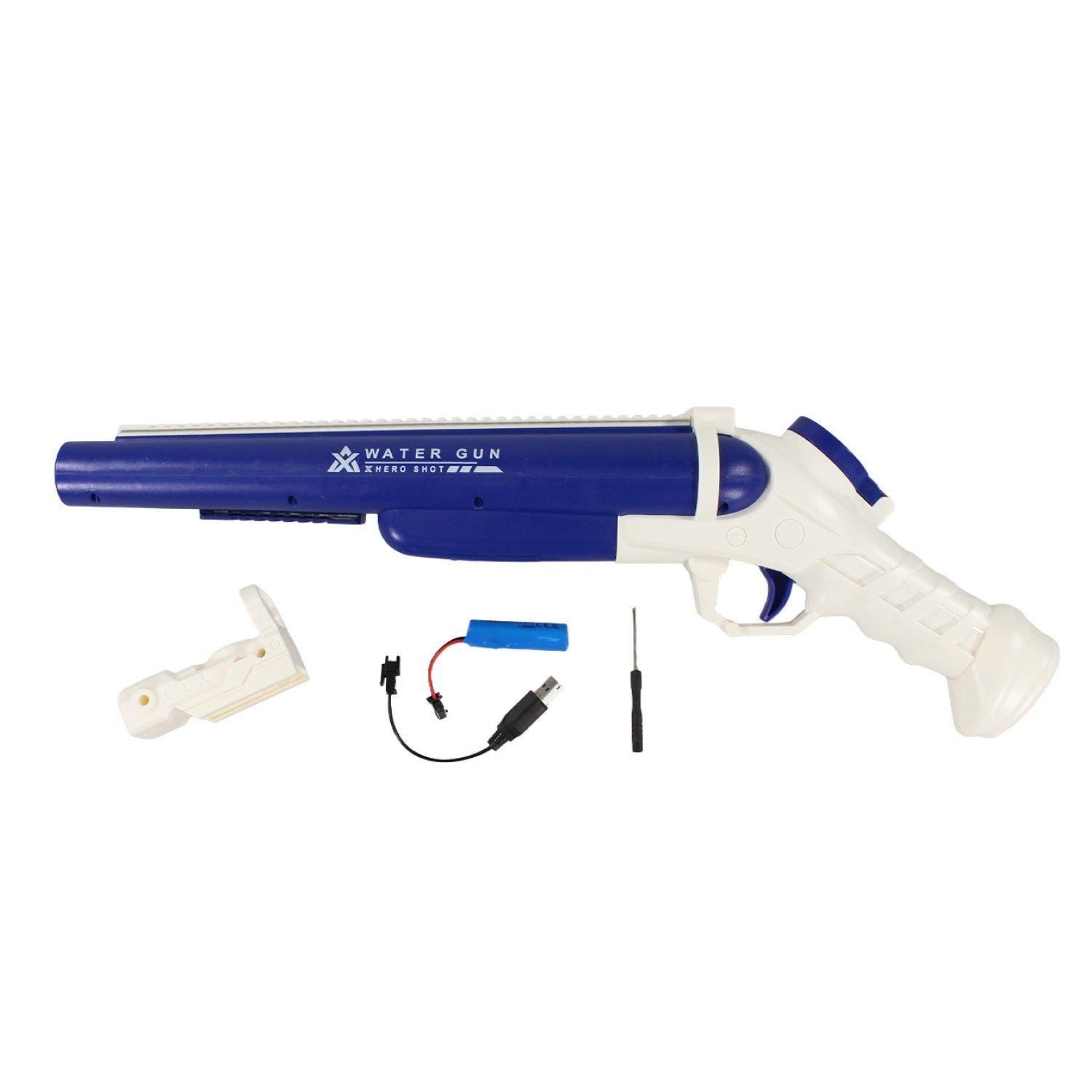 Juguete Pistola Lanza Agua Eléct Doble Cañon DBG1656BL Azul-3