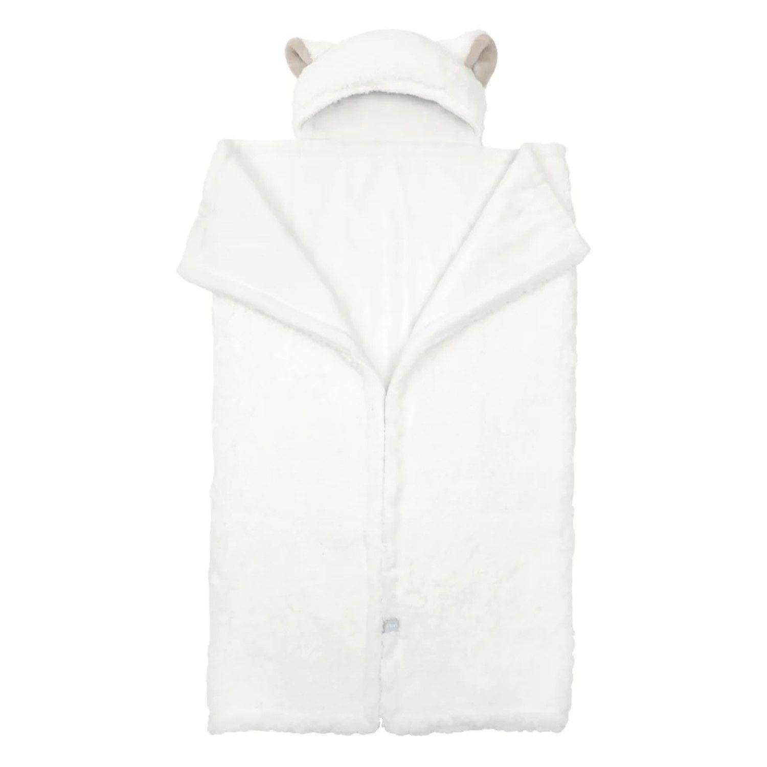 Frazada Poncho Manta Con Capucha Sherpa Infanti Blanco-2