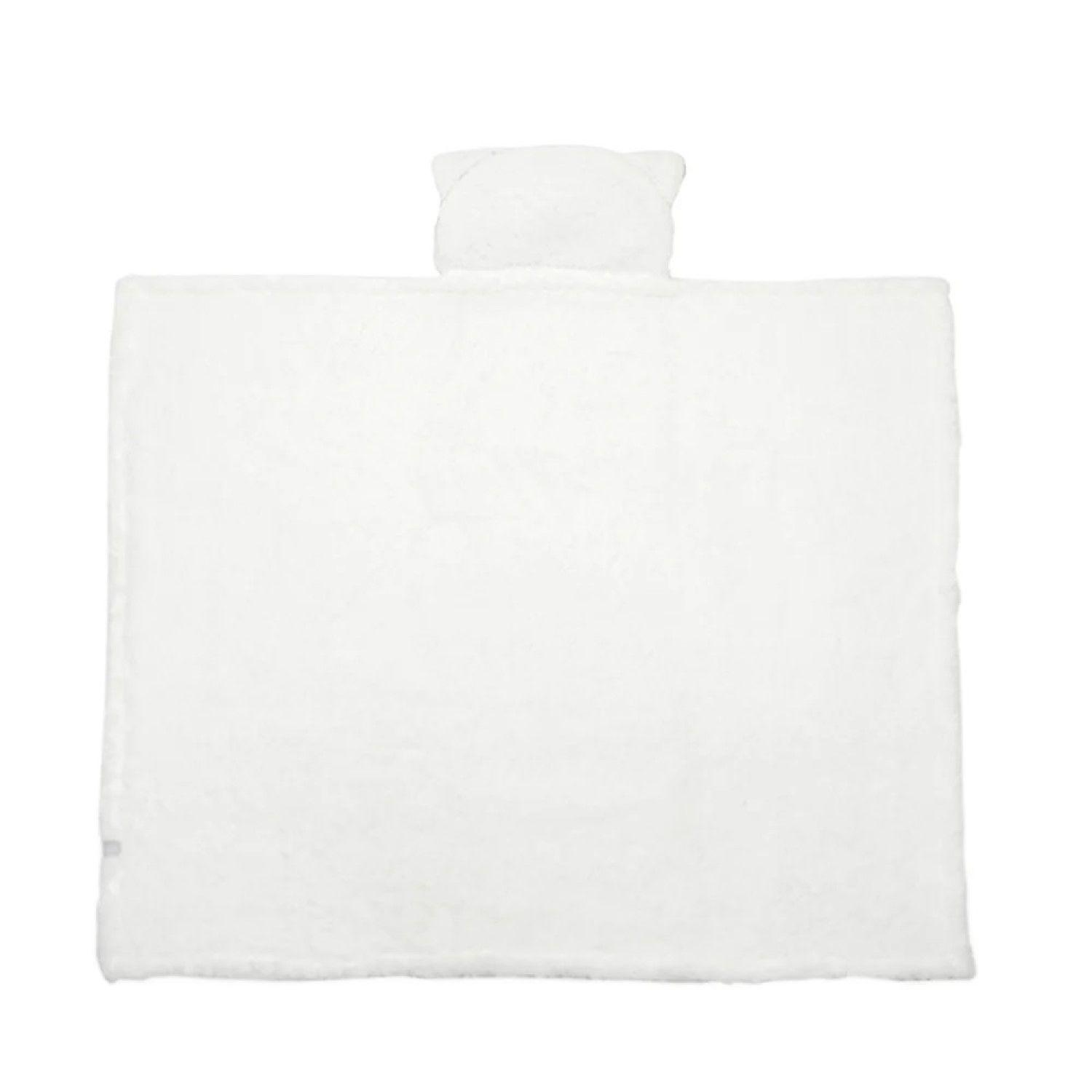 Frazada Poncho Manta Con Capucha Sherpa Infanti Blanco-3