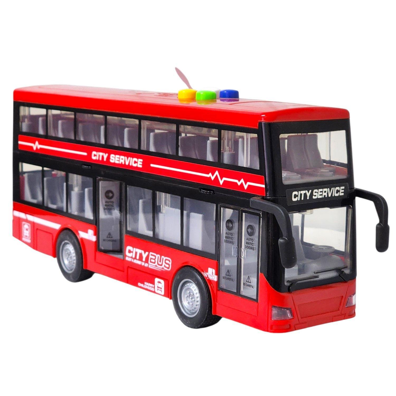 Juguete Autobús Dos Pisos Luces Sonidos 1:16 DBG1680R Rojo-0