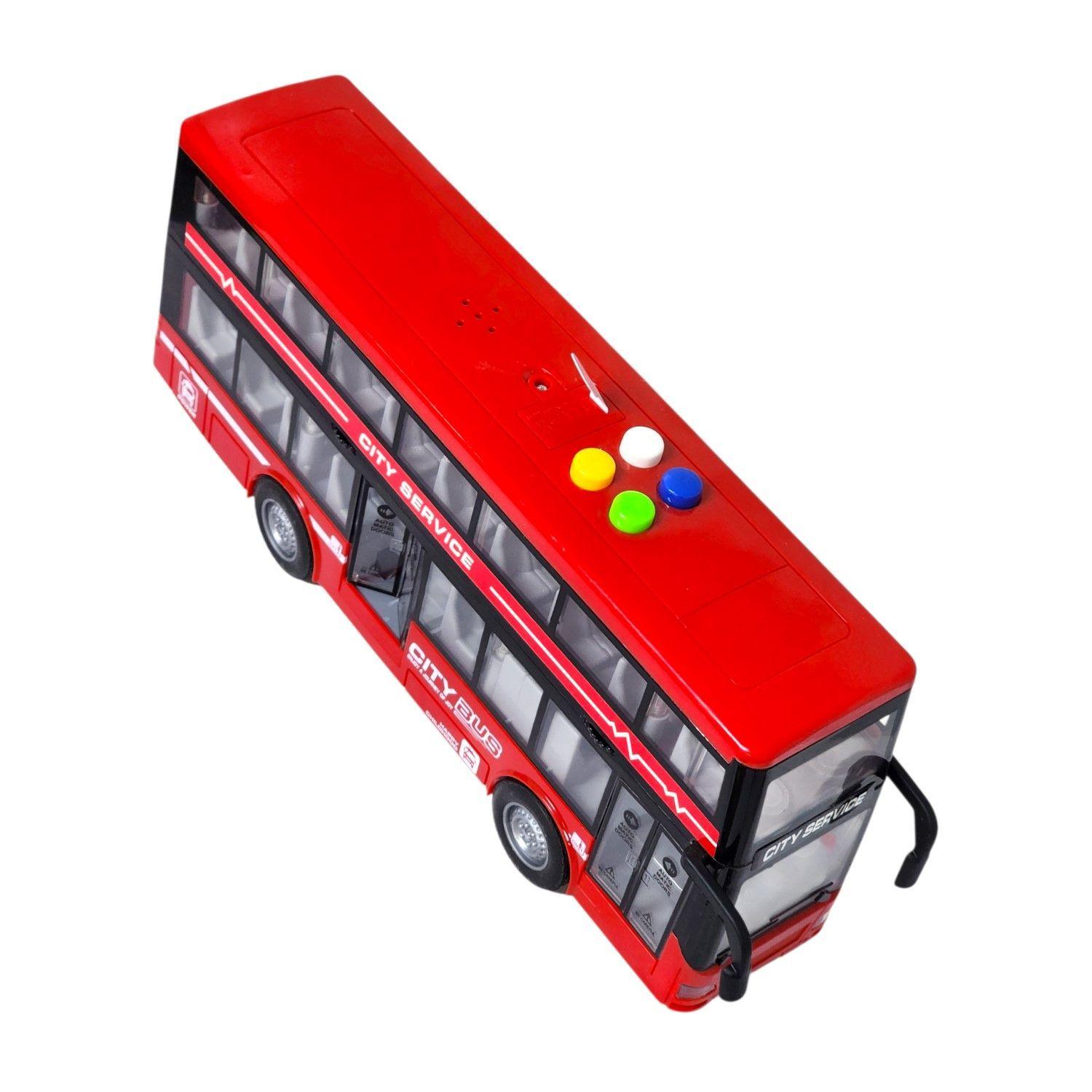 Juguete Autobús Dos Pisos Luces Sonidos 1:16 DBG1680R Rojo-4