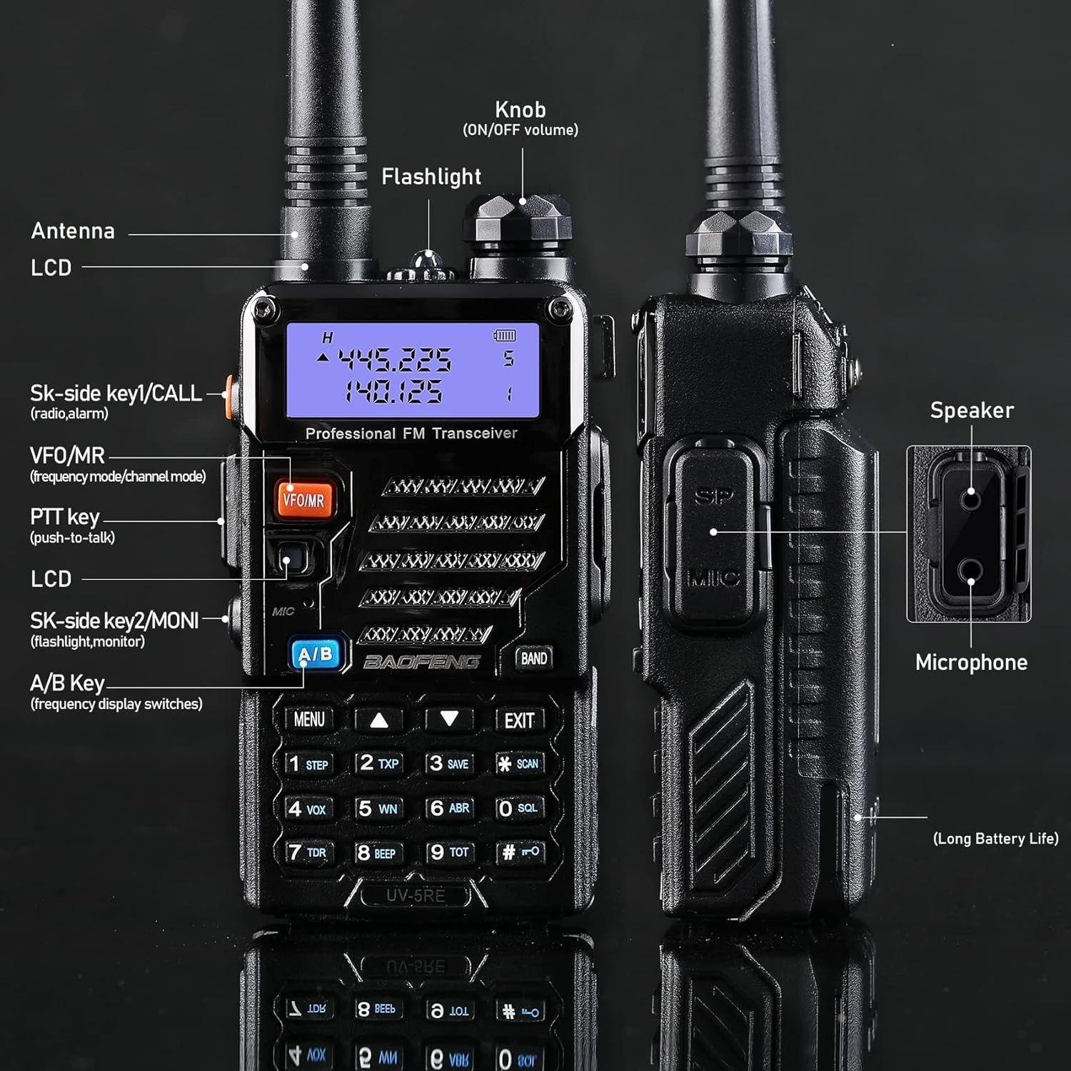Radio Transmisor VOX Baofeng UV-5RE Negro c-5