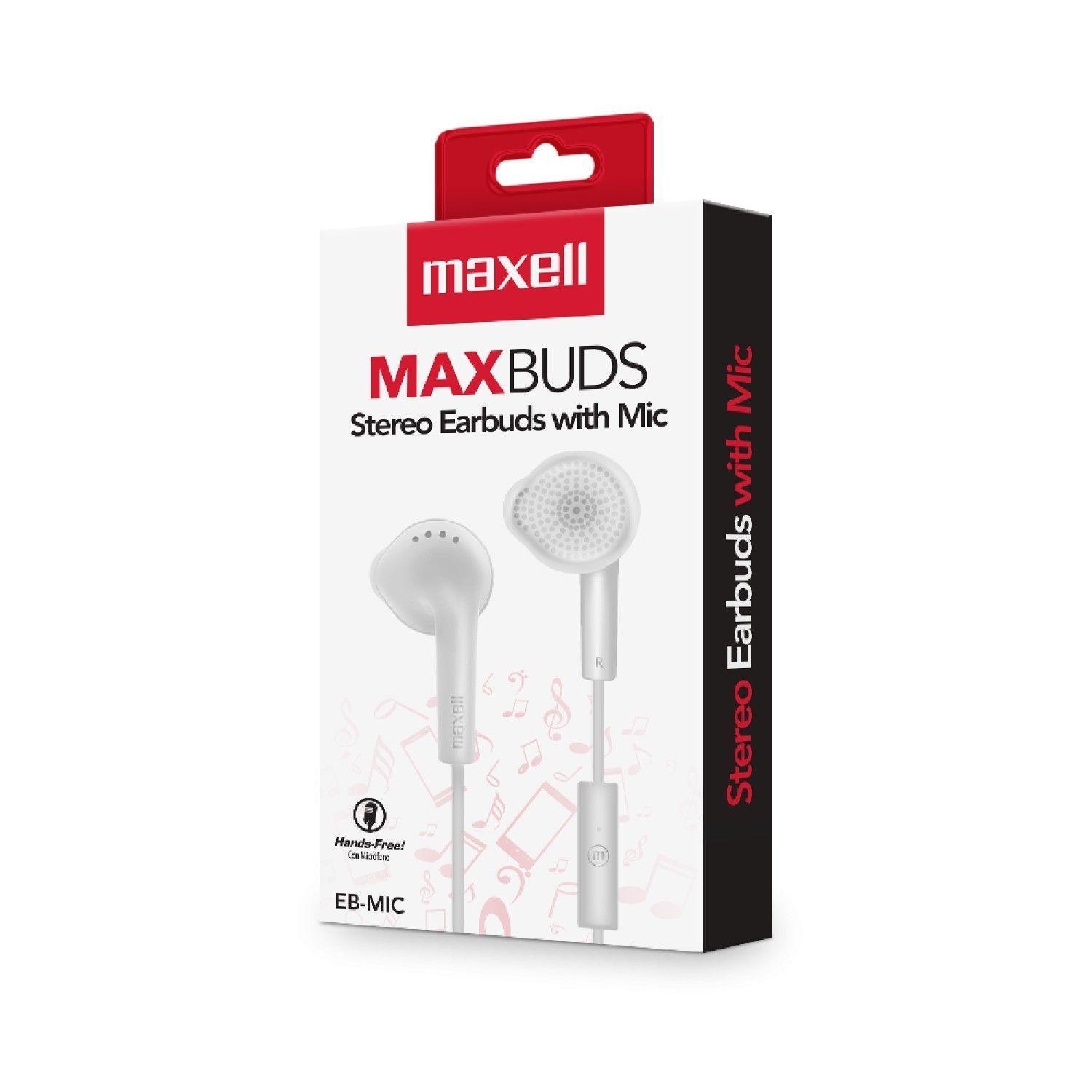 Audífonos Stereo Earbuds con Mic EB-MIC 3.5mm Maxell Blanco-2