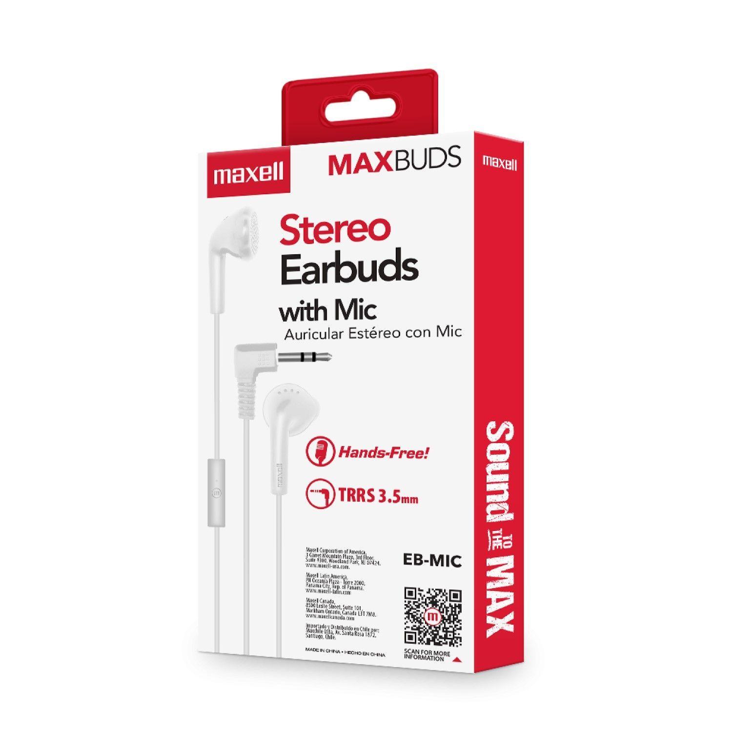 Audífonos Stereo Earbuds con Mic EB-MIC 3.5mm Maxell Blanco-3