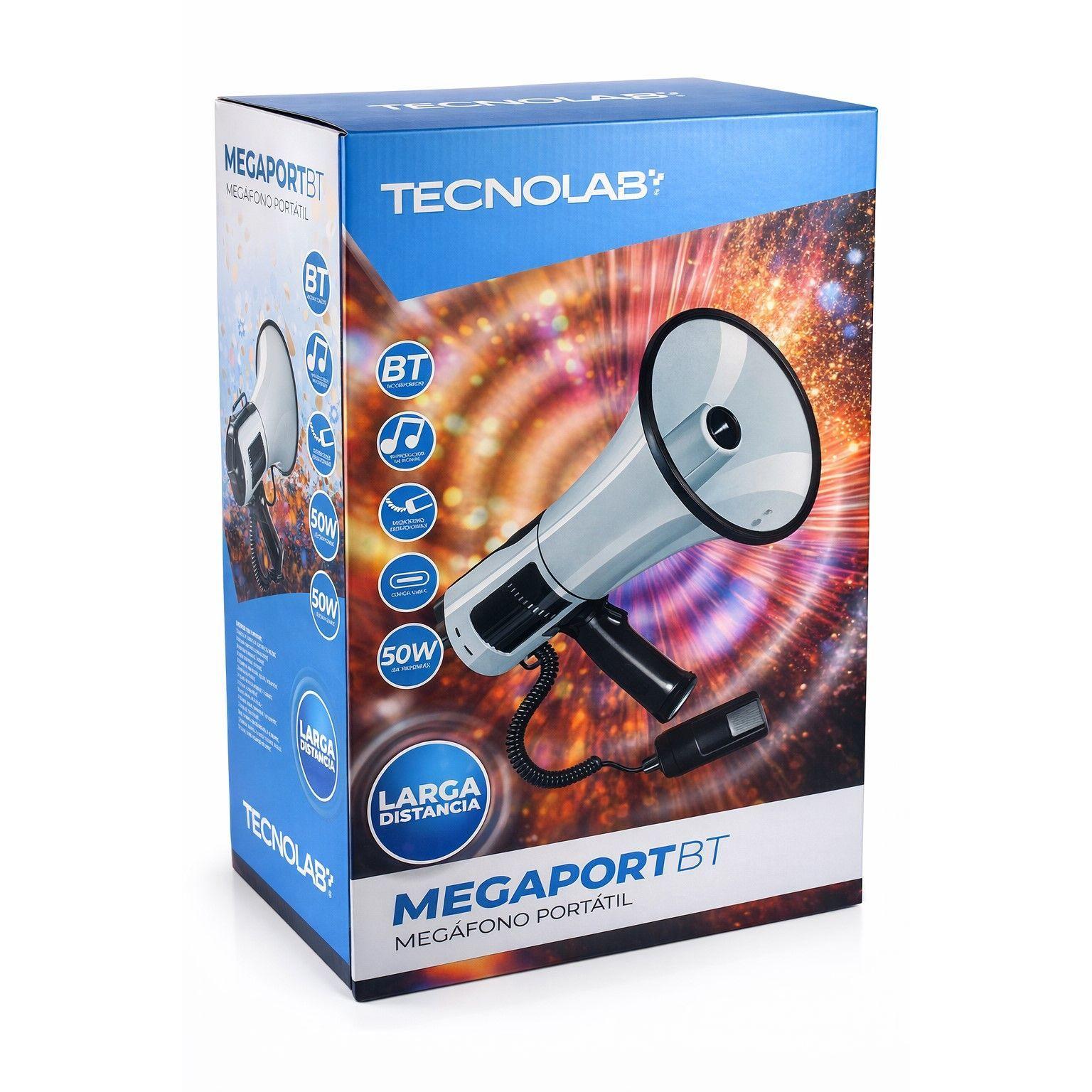 Megáfono Portátil Tecnolab TL852 Recargable BT 50w 400m-3