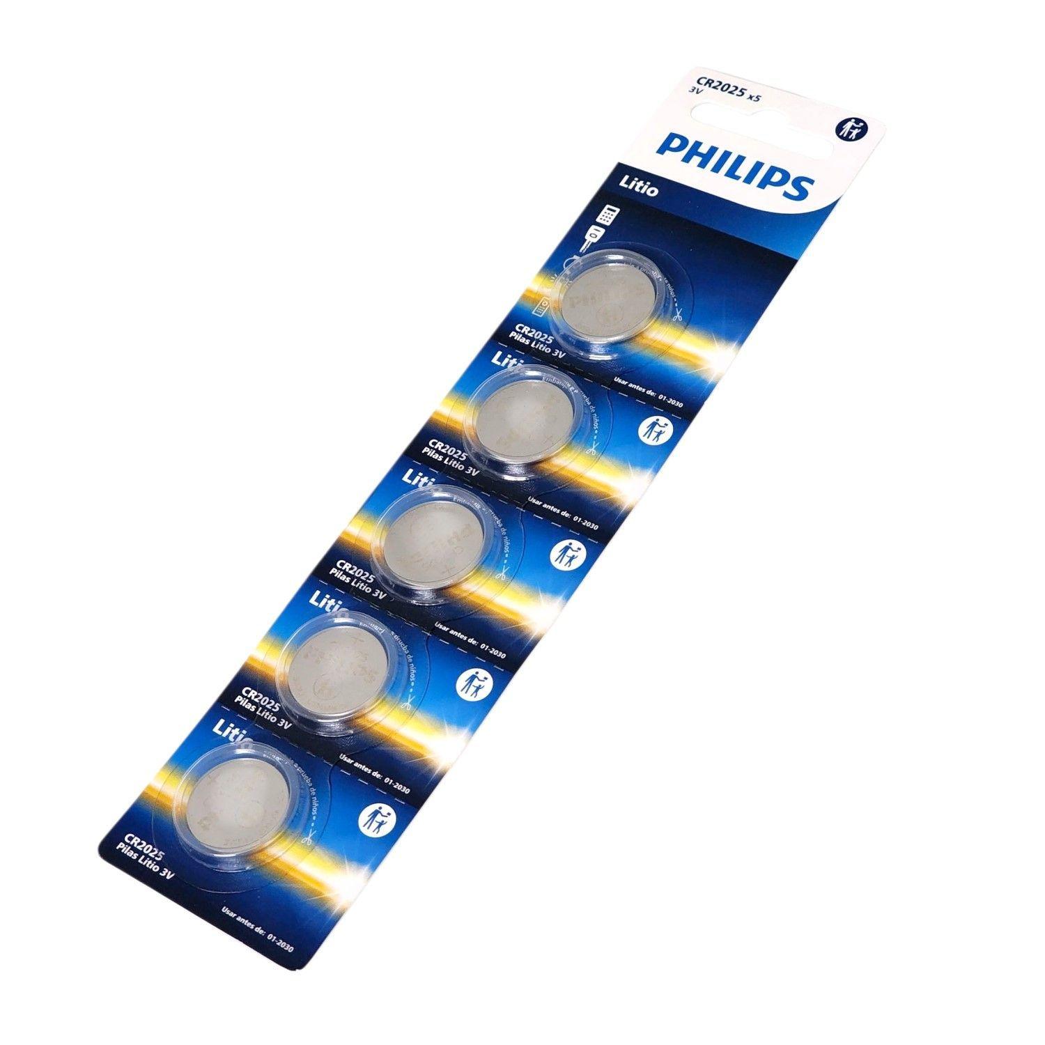 Pack 5 Pilas Cr2025 3v Tipo Botón Litio Philips-3