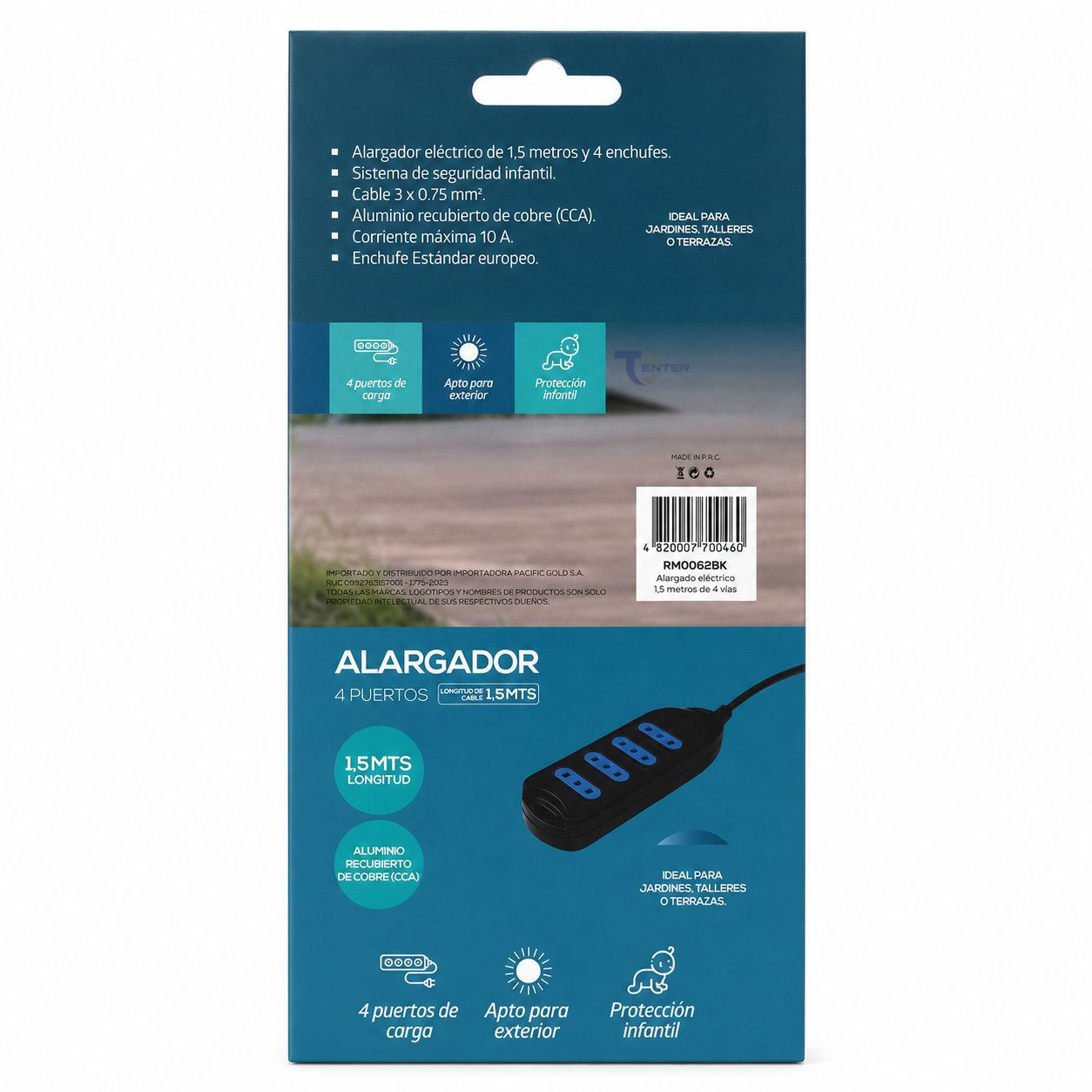 Alargador Raimax 4 Pos 1,5M RM0062BK Negro-5