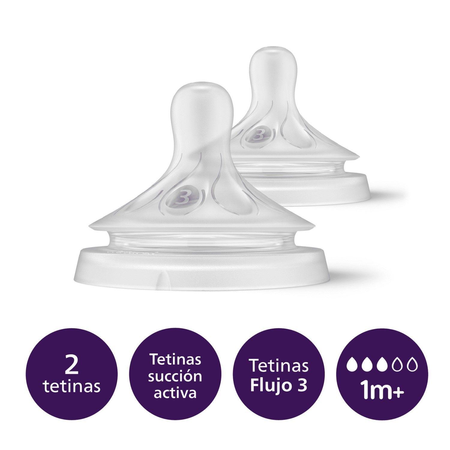 Pack 2 Tetinas Natural 3.0 Avent Flujo Medio 1m+-2