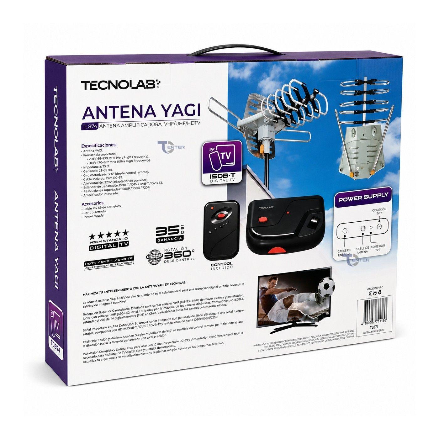 Antena TV Digital Tecnolab TL874 35 dBi 360° 4K-4